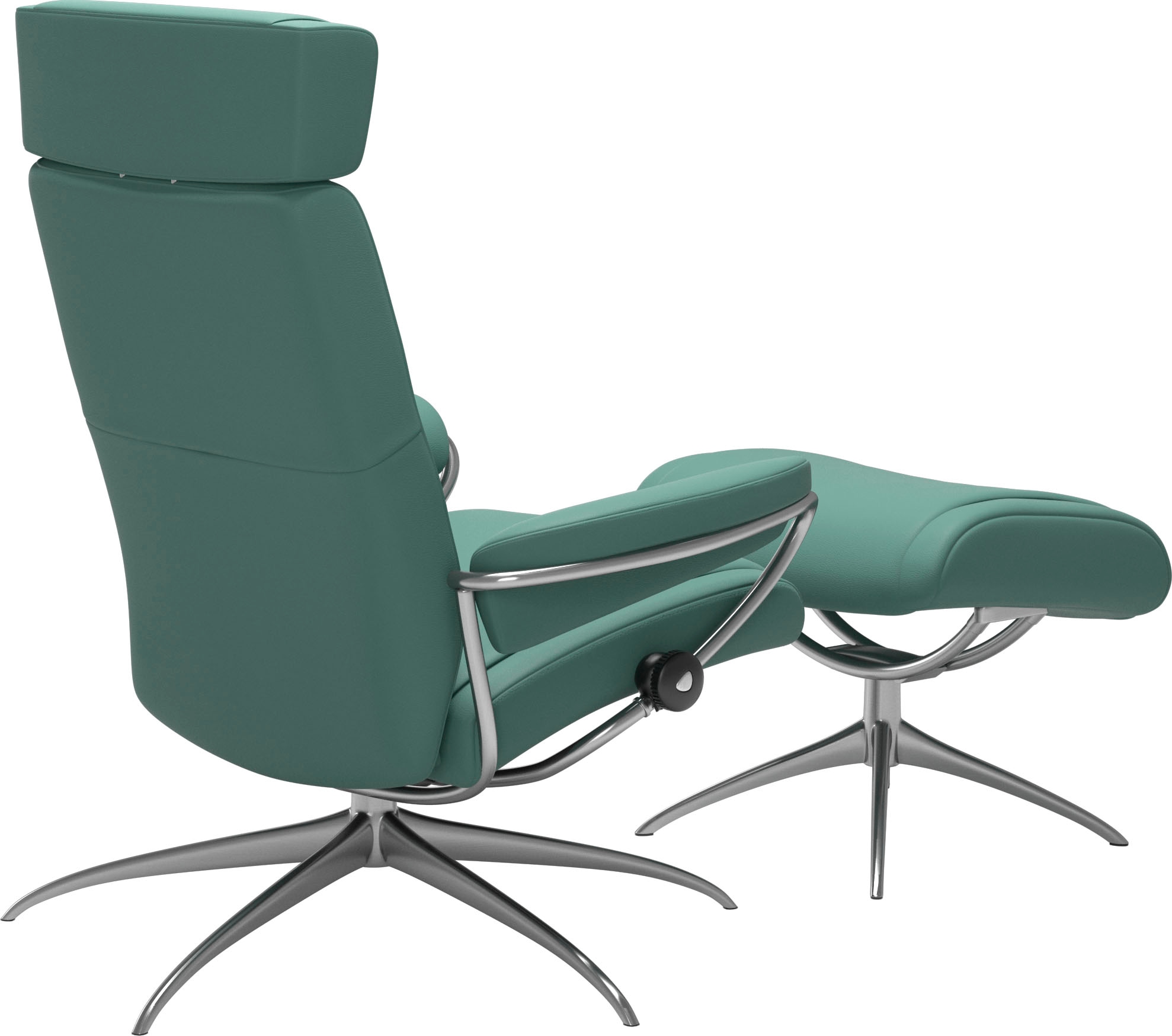 Stressless® Relaxsessel »Paris« Set, Relaxsessel mit Hocker,  mit Hocker, Low Back mit Kopfstütze, mit Star Base, Gestell Chrom
