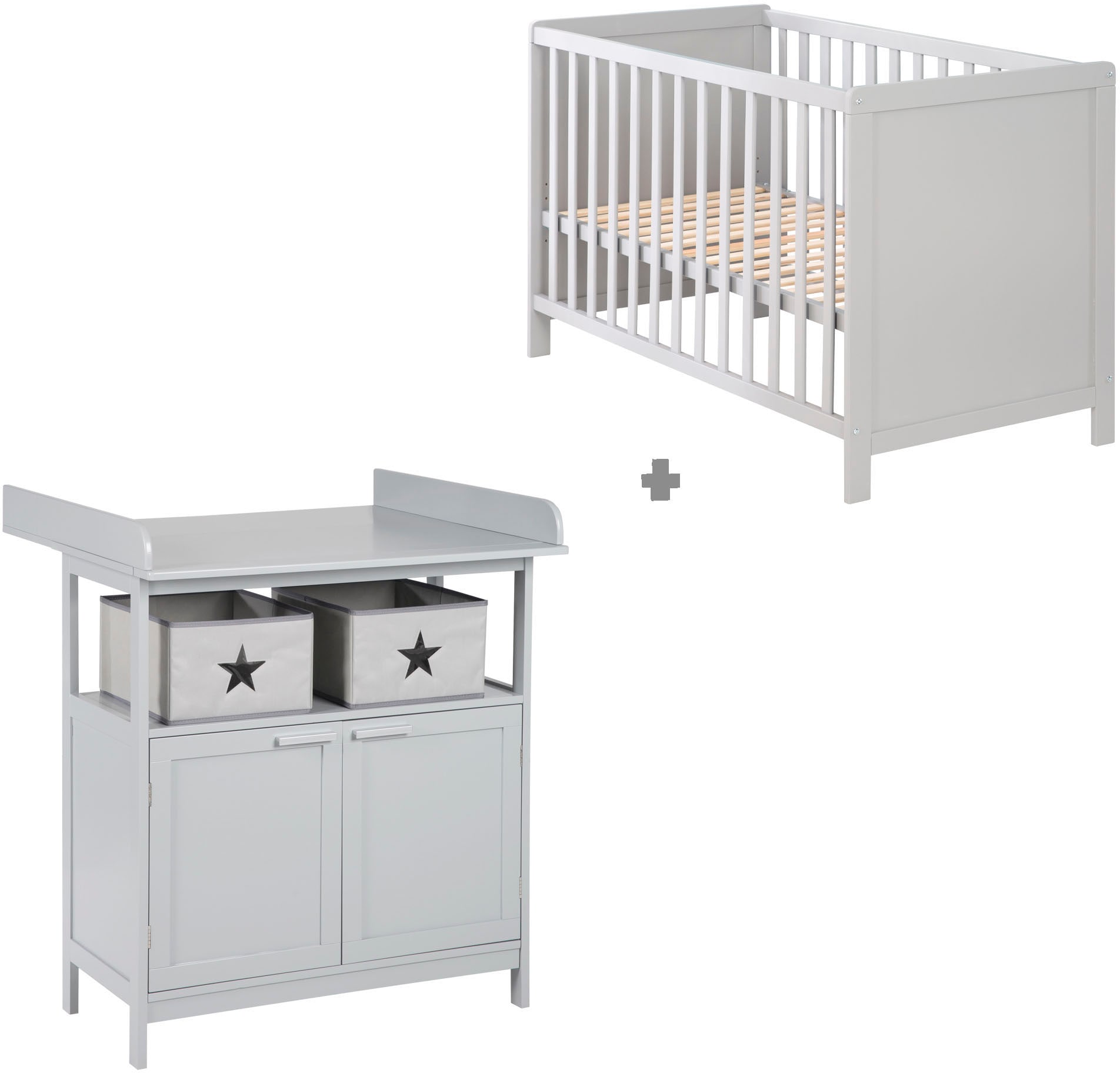 Babymöbel-Set »Hamburg«, (Spar-Set, 2 tlg., Kinderbett, Wickelkommode), mit Kinderbett...