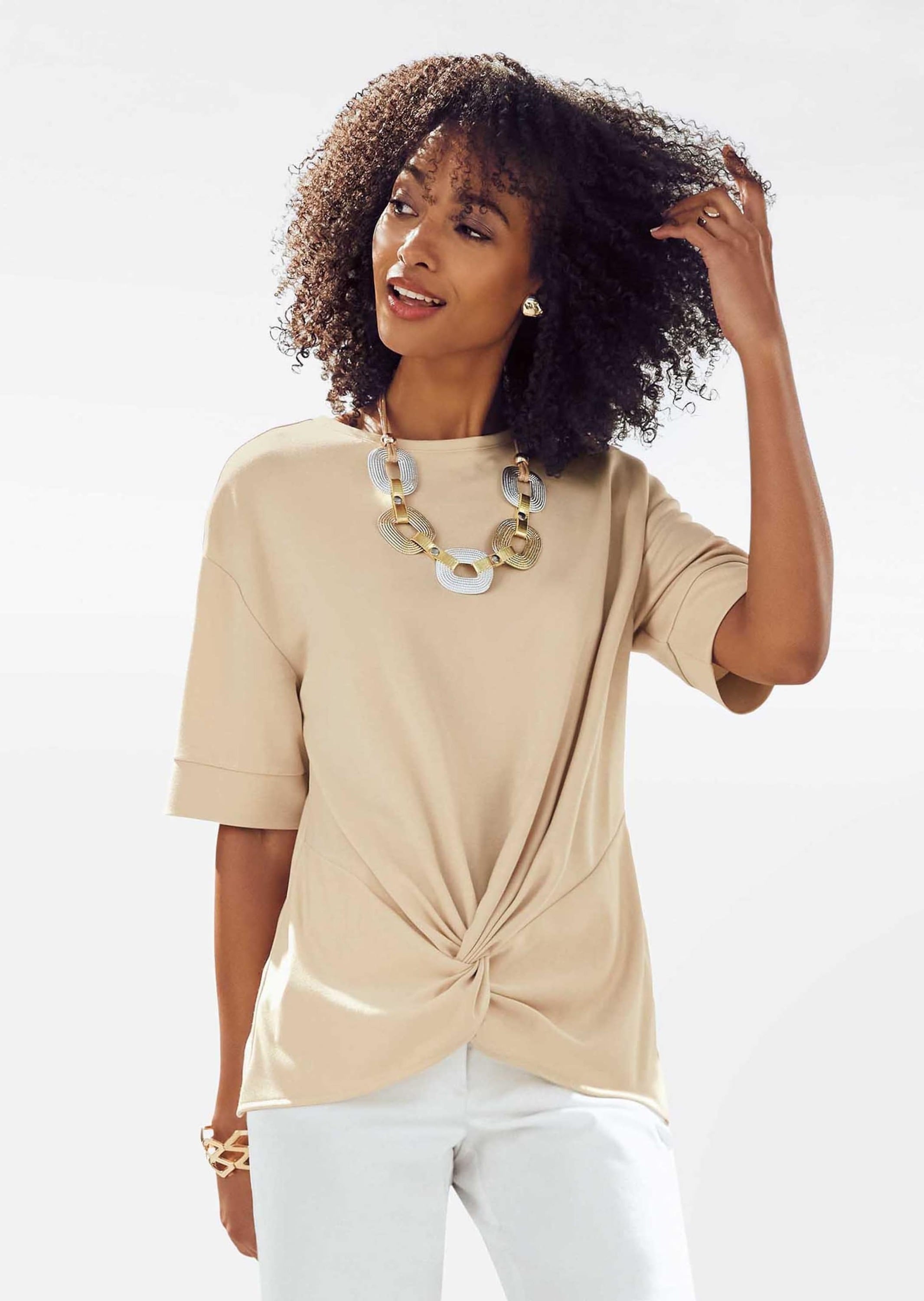 MADELEINE Kurzarmshirt »Sweatshirt Halbarm-Sweatshirt mit Knoten-Effekt«