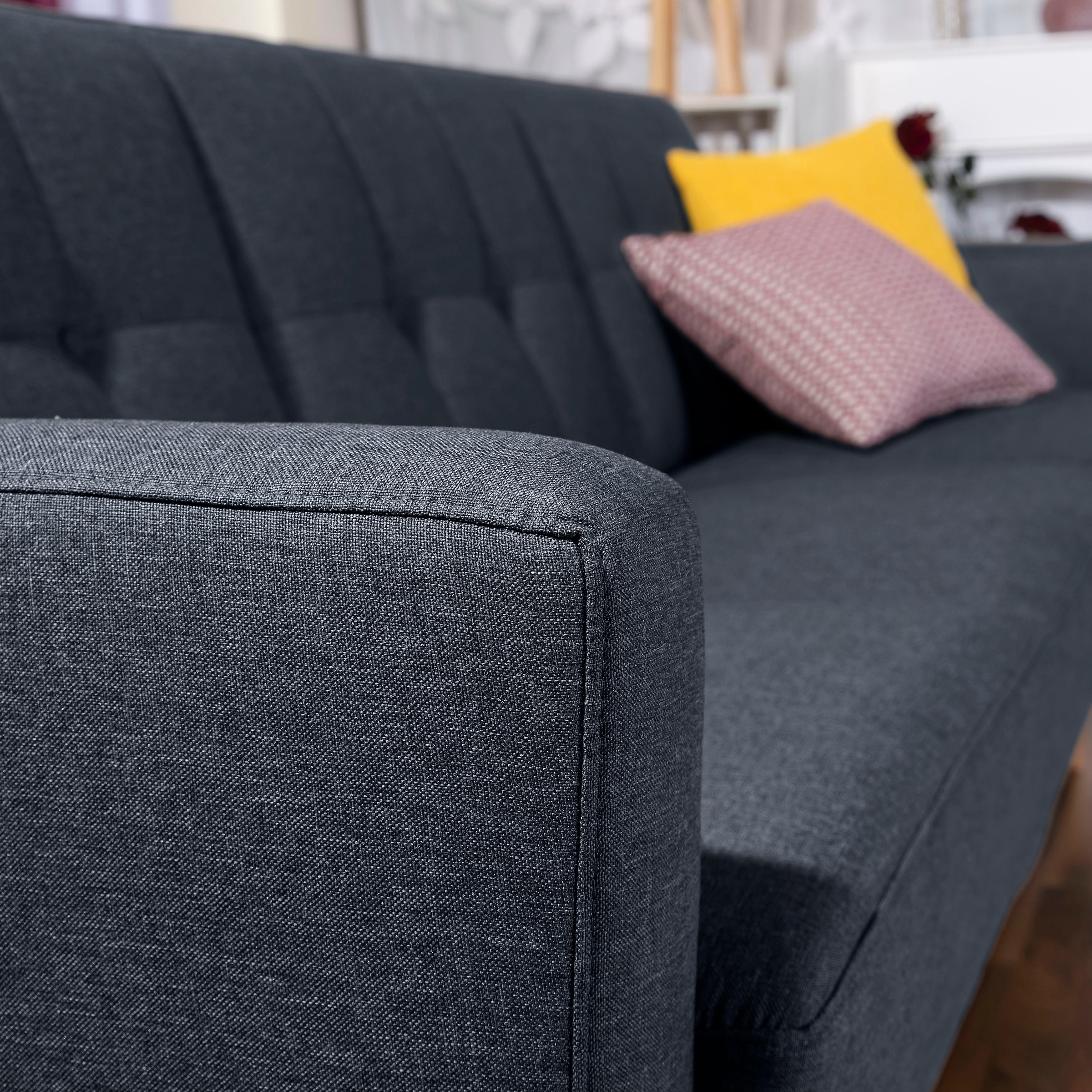 Max Winzer® 3-Sitzer »Jesper Kippcouch mit komfortablem Federkern, klassisch und modern«, Schlafsofa mit Knopfheftung im Rücken, inklusive Bettkasten