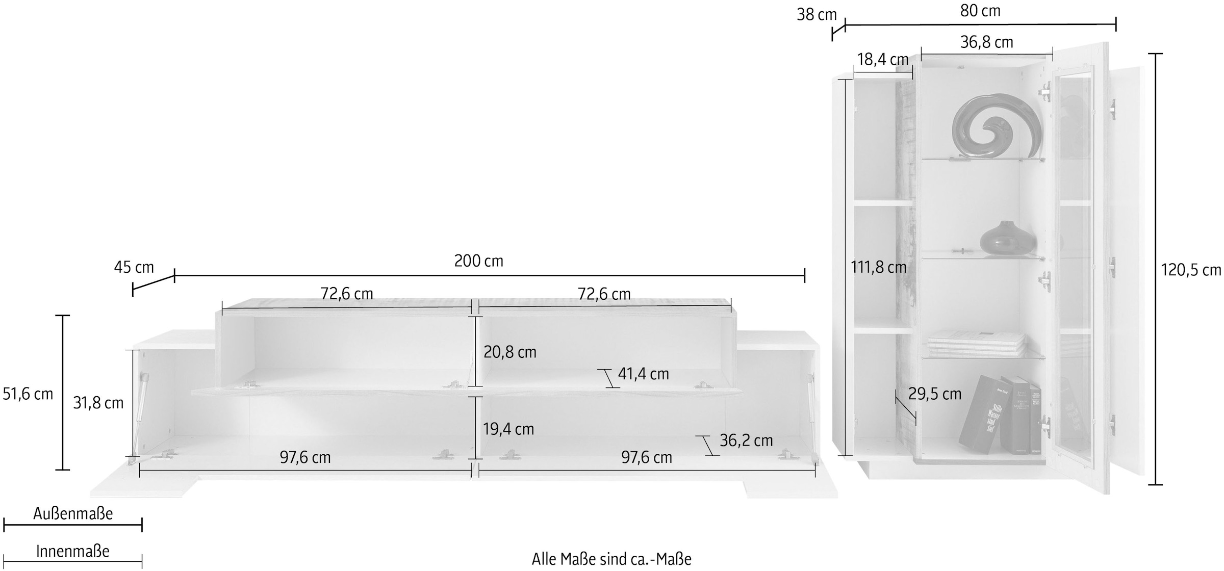 INOSIGN Wohnwand »Coro«, (Set, 2 St.), Hochglanzfronten