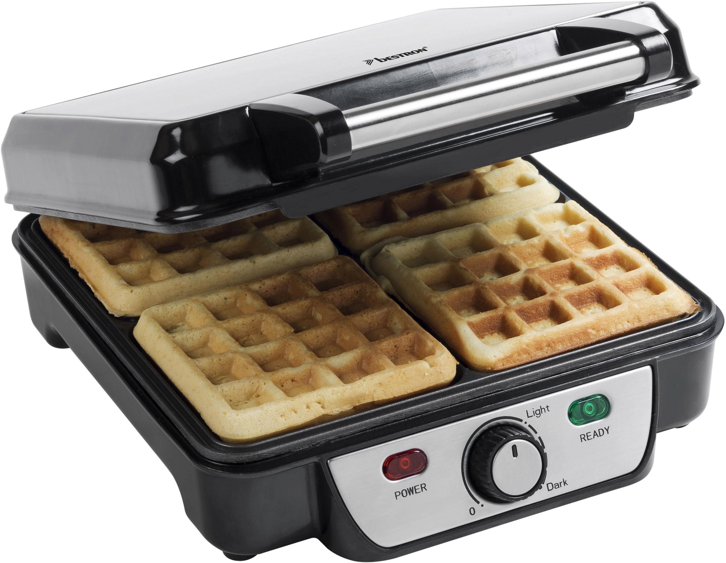 bestron Waffeleisen »für Brüsseler Waffeln«, 1100 W, mit Antihaftbeschichtung, Edelstahl