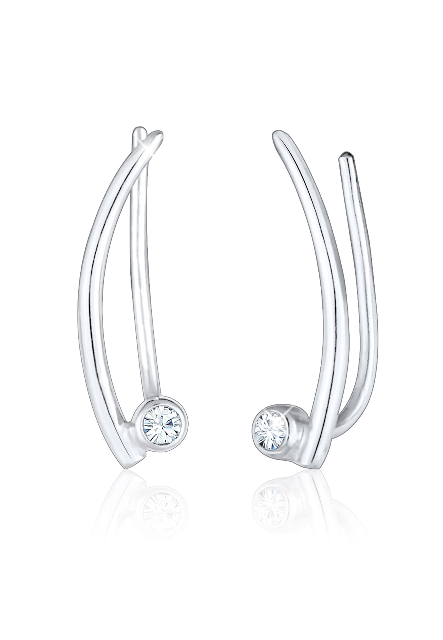 Elli Paar Ohrstecker »Ohrringe Ear Climber Glas Kristalle Weiß 925 Sterling Silber«