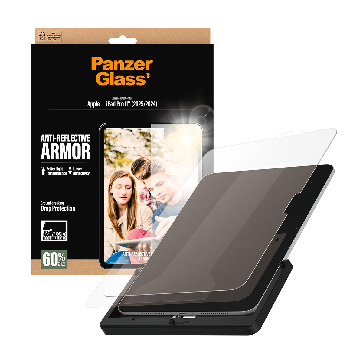 CARE by PanzerGlass Displayschutzglas »AntiReflective Protector« für Apple iPad Pro 11" (2025) Displayschutzfolie, Schutzfolie, Bildschirmschutz, kratz- & stoßfest