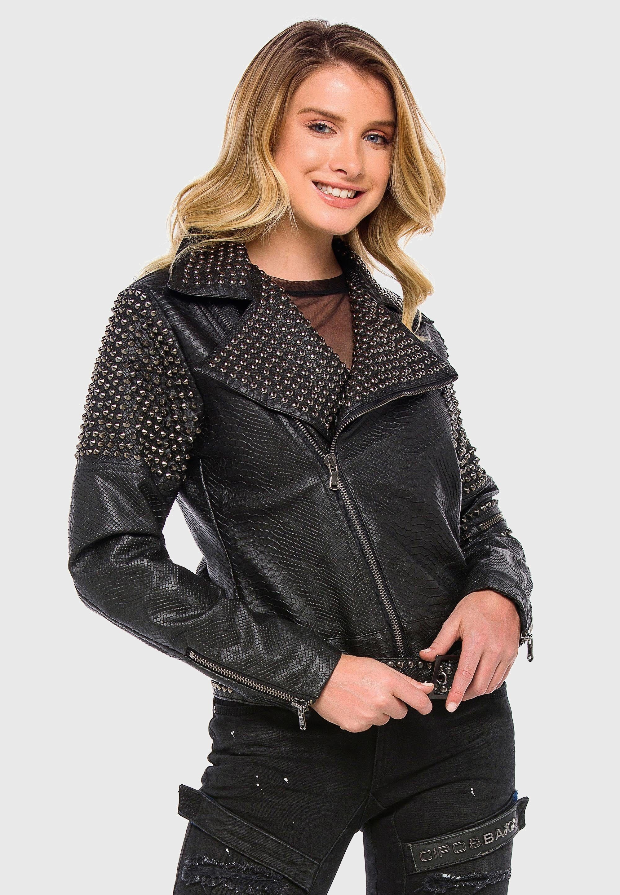 Cipo & Baxx Lederimitatjacke »Cipo & Baxx Jacke WJ167« ohne Kapuze aus Kunstleder