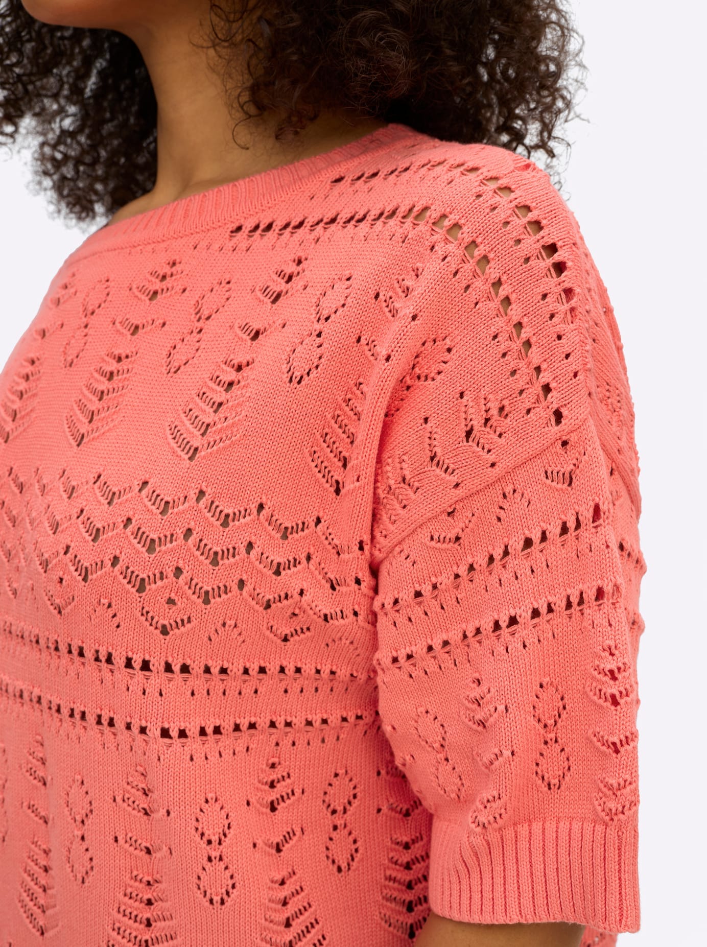Sheego Ajourpullover »Kurzarm-Pullover«