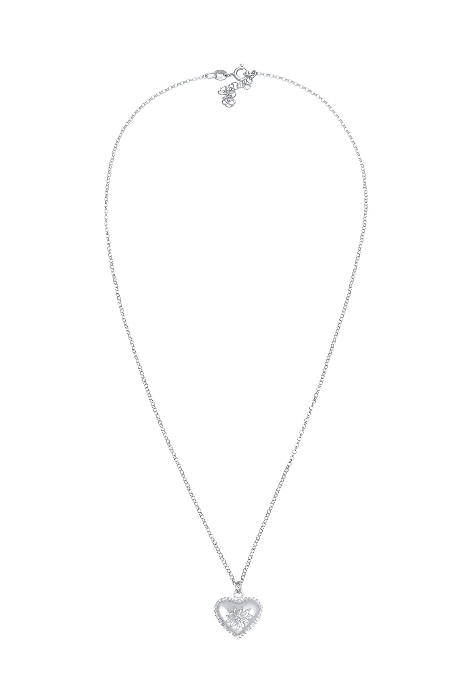 Elli Kette mit Anhänger »Halskette Elli Halskette Edelweiss Herz Dirndl Look 925 Silber«