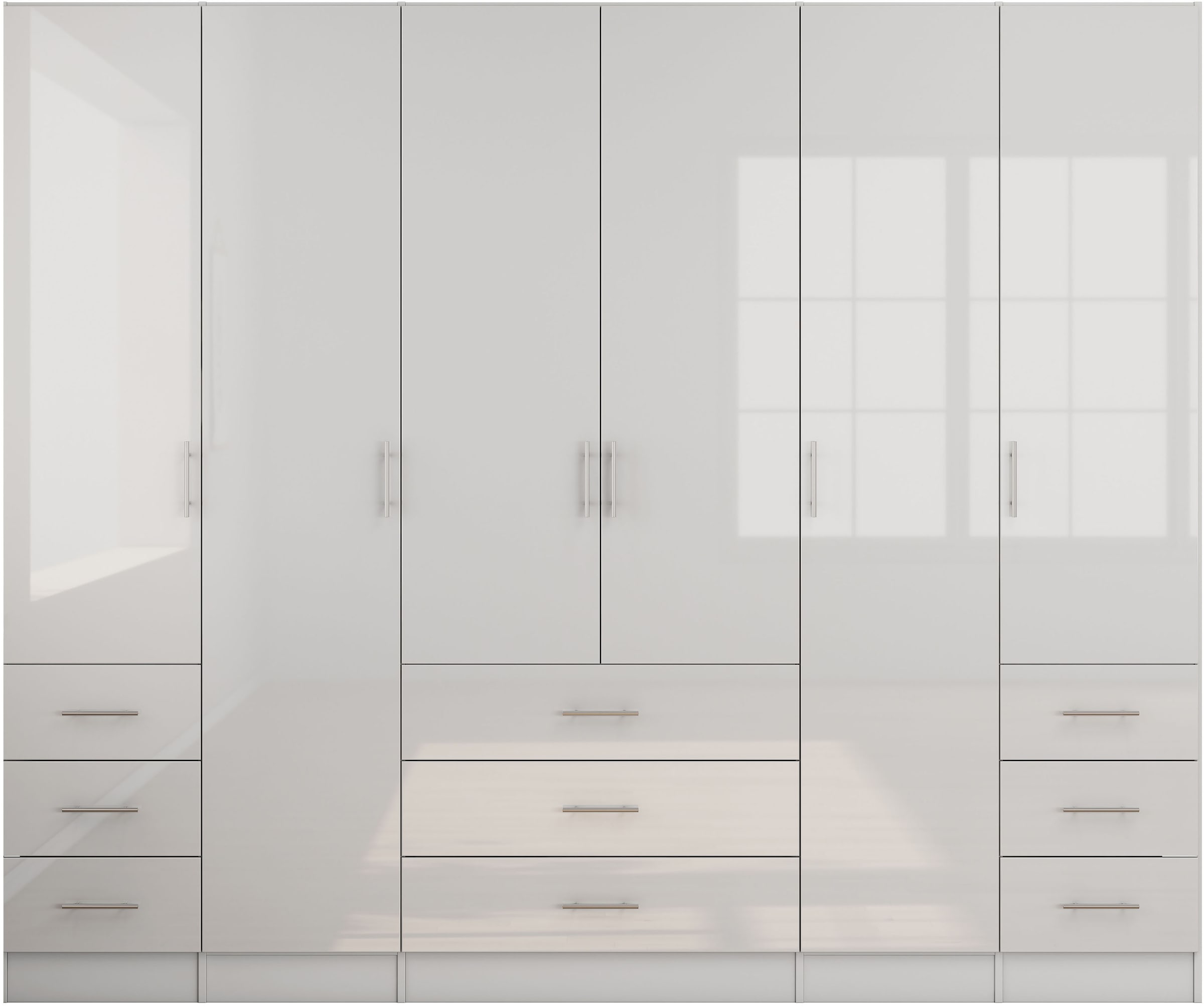 OTTO home Kleiderschrank »Trento Schlafzimmerschrank Garderobe Hochglanz Bestseller« Schrank mit 6 Türen und 9 Schubladen, höchglänzende Fronten