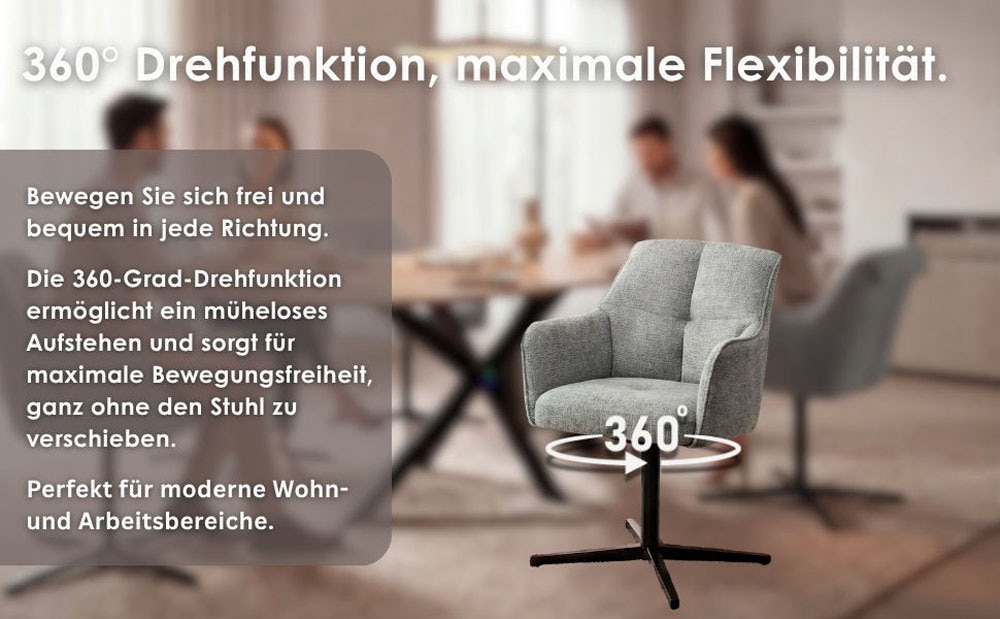 byLIVING Esszimmerstuhl »MEXICO« (Set) 2 Stk.360° drehbar, Taschenfederkern, Doppelte Aufpolsterung im Rücken