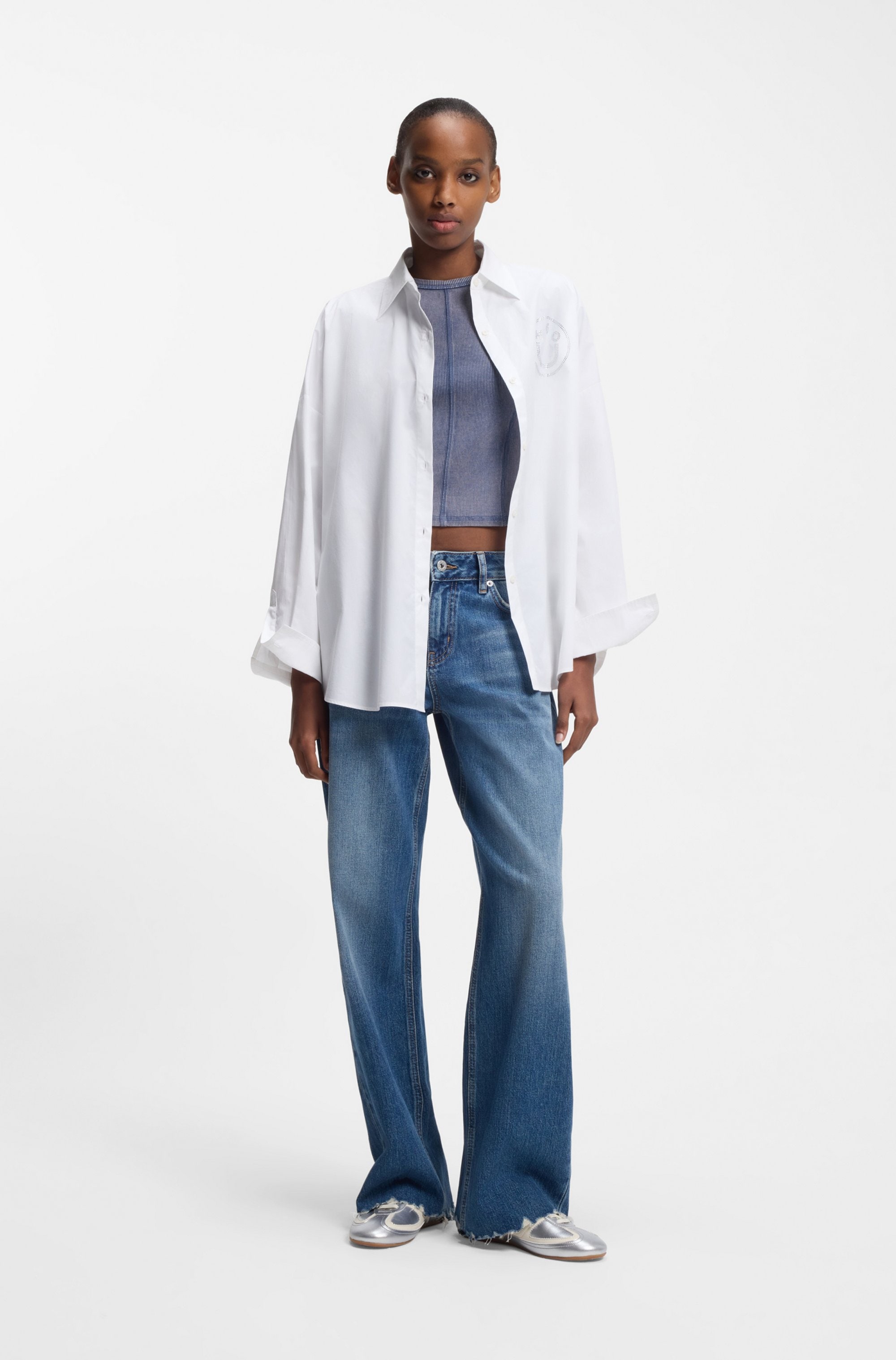 HUGO Blue Hemdbluse »Edafne« im Oversized Fit, aus Baumwolle