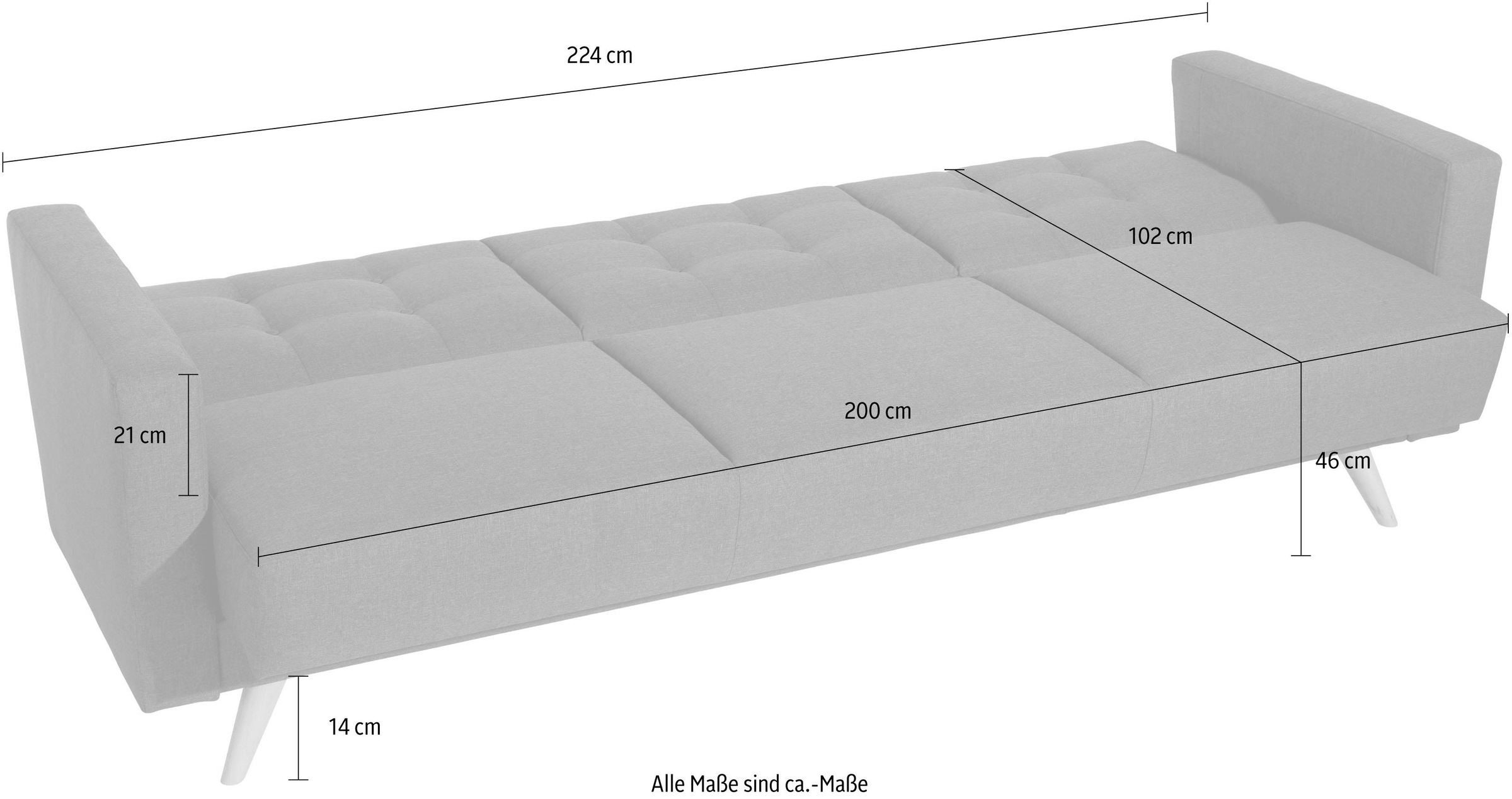 Max Winzer® 3-Sitzer »Julius Kippcouch mit komfortablem Federkern, klassisch und modern«, Schlafsofa, inklusive Bettfunktion & Bettkasten, Breite 224 cm
