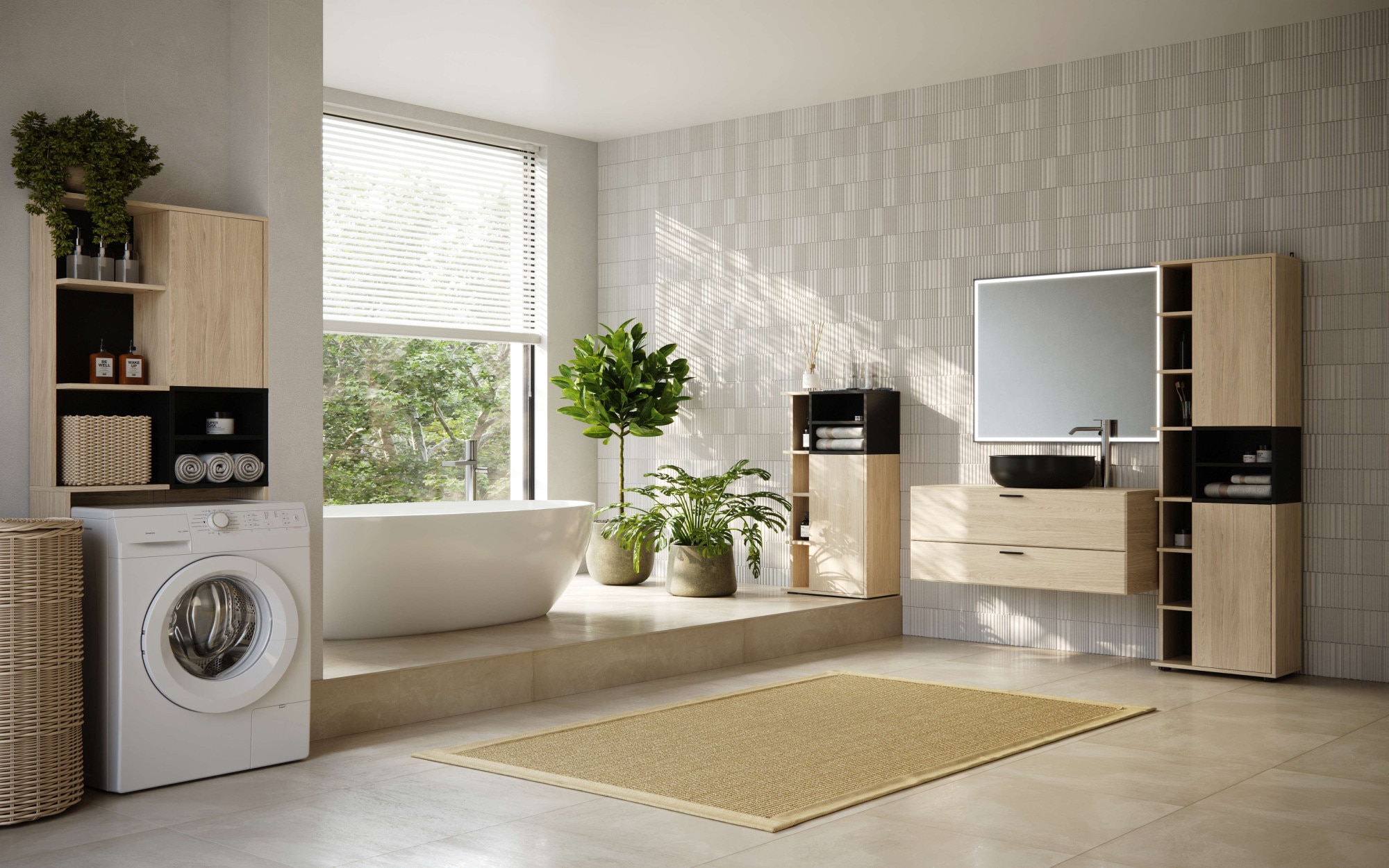 TemaHome Waschmaschinenumbauschrank »Kube Überbauregal, Badmöbel, Badschrank, Höhe 179 cm«, mit einer Tür und und offene Fächer