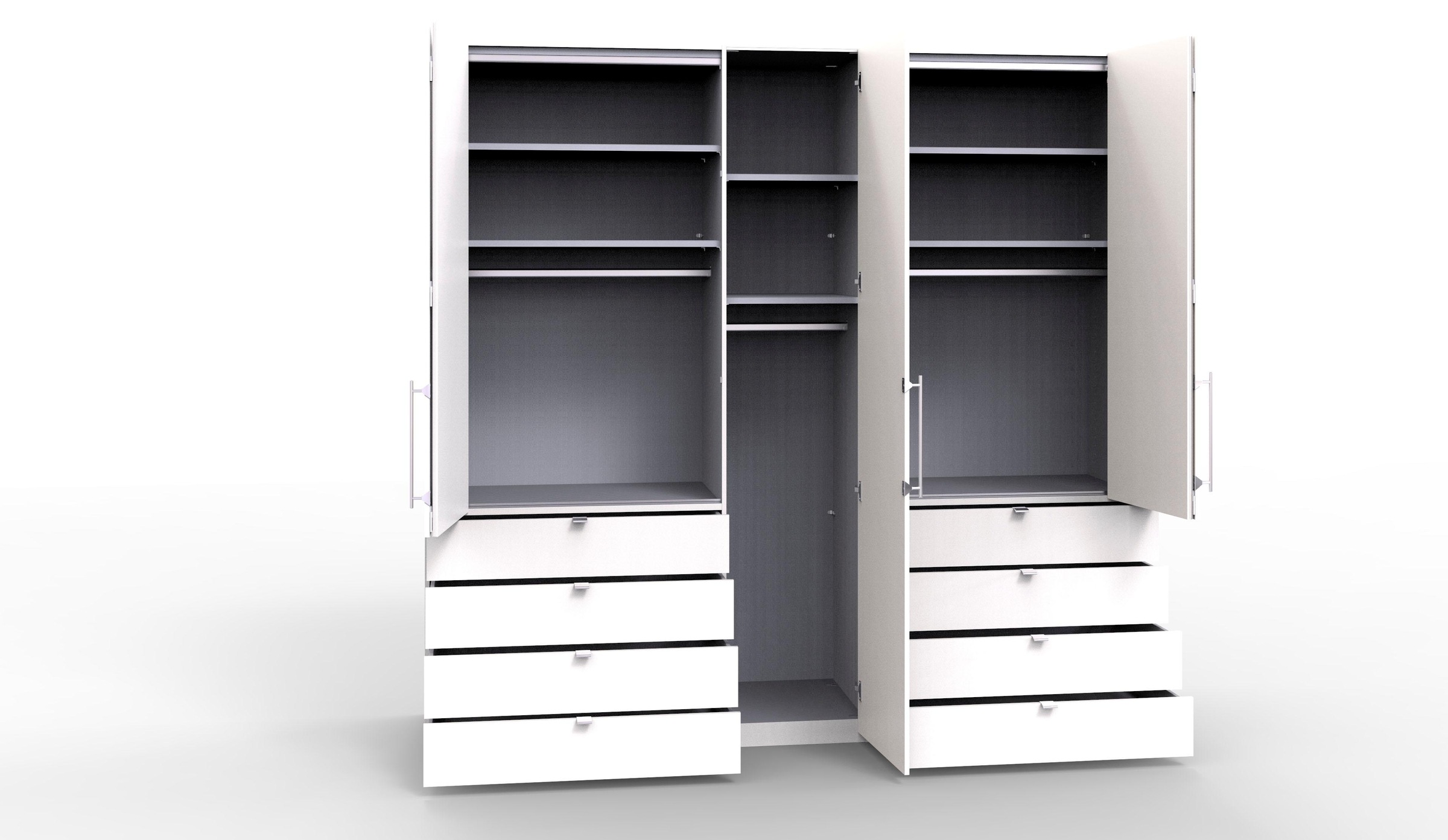 WIEMANN Falttürenschrank »Loft, hochwertige Glasfront, Metallgriffe, viel Stauraum«, (3 Breiten: 200cm/250cm/300cm, Höhe: 236cm), Qualität trifft edles Design, 8 Schubkästen, 6 Türen