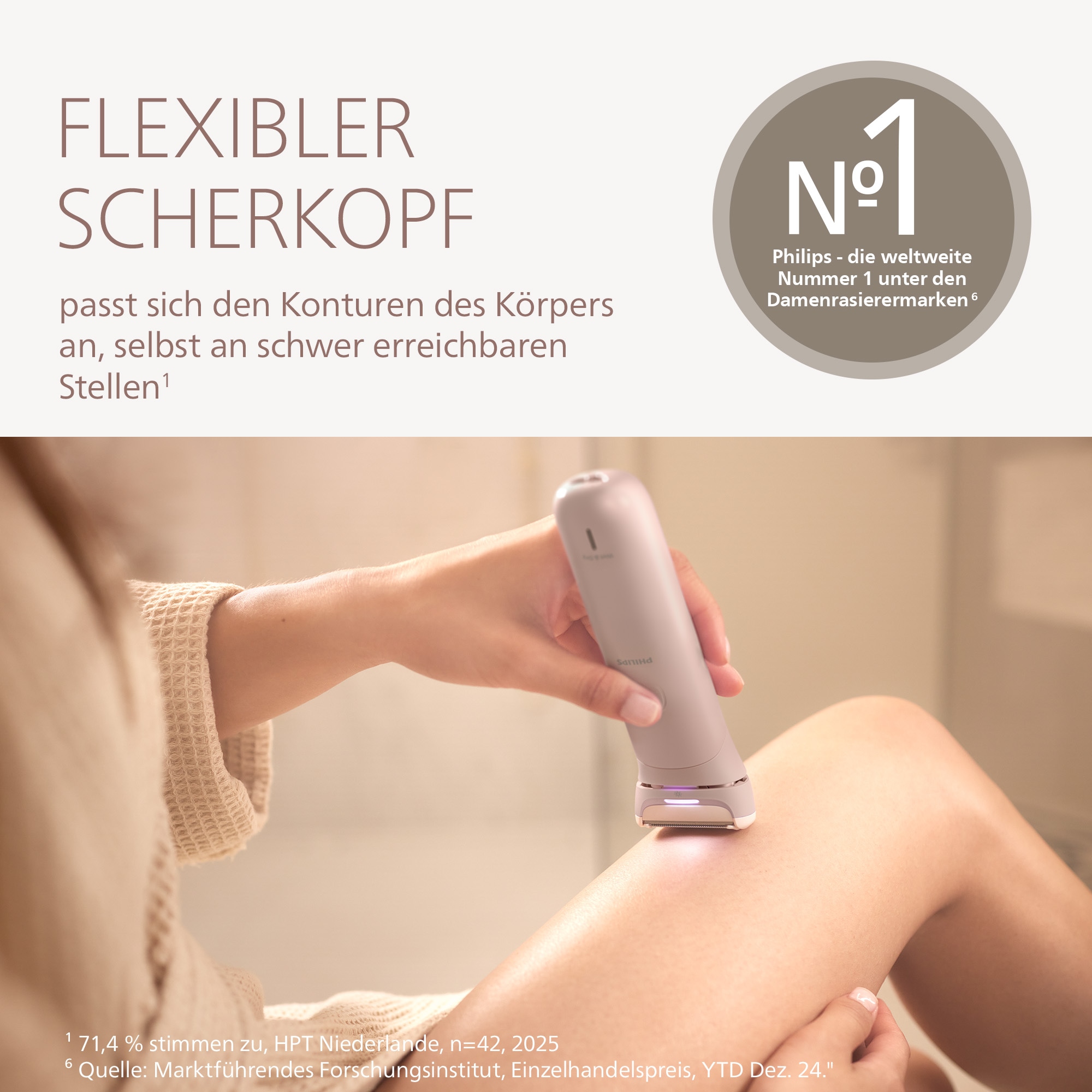Philips Elektrokörperrasierer »Lady Shaver Series 8000«, 1 St. Aufsätze, kabelloser Rasierer, nass und trocken, inkl. Trimmeraufsatz