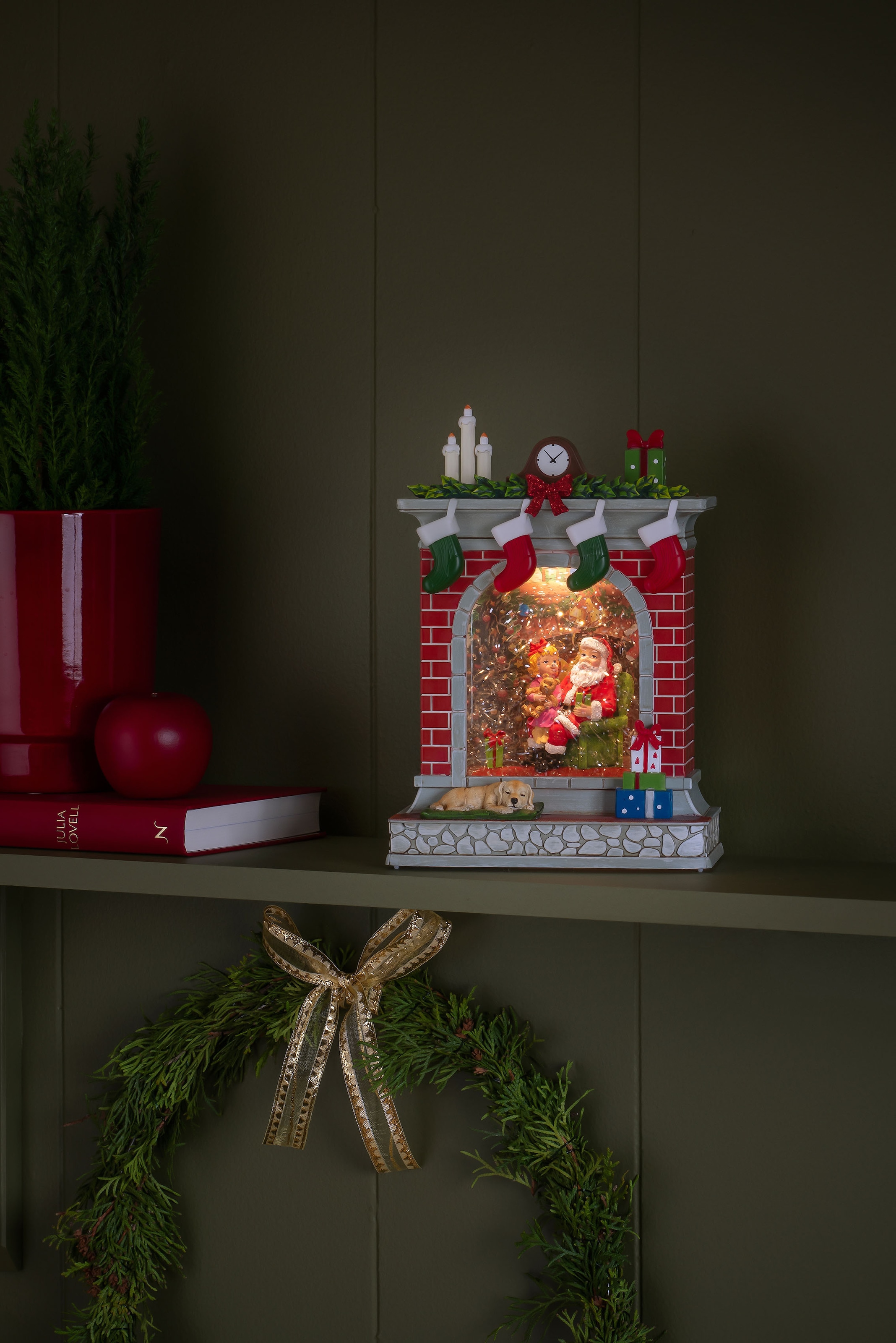 KONSTSMIDE LED Dekolicht »Weihnachtsdeko rot«, 1 flammig-flammig,  Wasserlaterne Kamin mit Weihnachtsmann und Mädchen, batteriebetrieben bei  OTTO