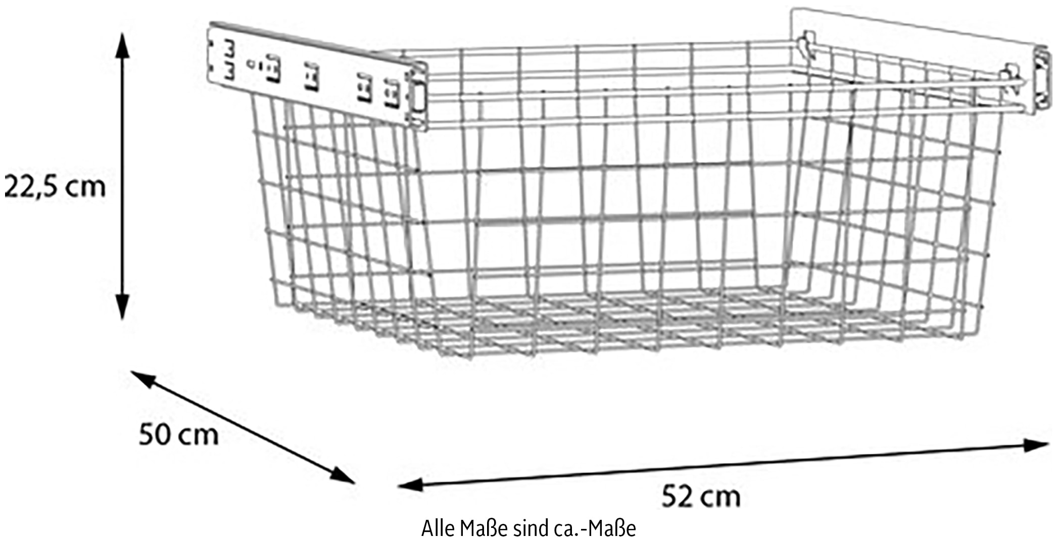 FORTE Inneneinteilung, B/H/T 52/22,5/50 cm, optinal bestellbar, Metallkorb