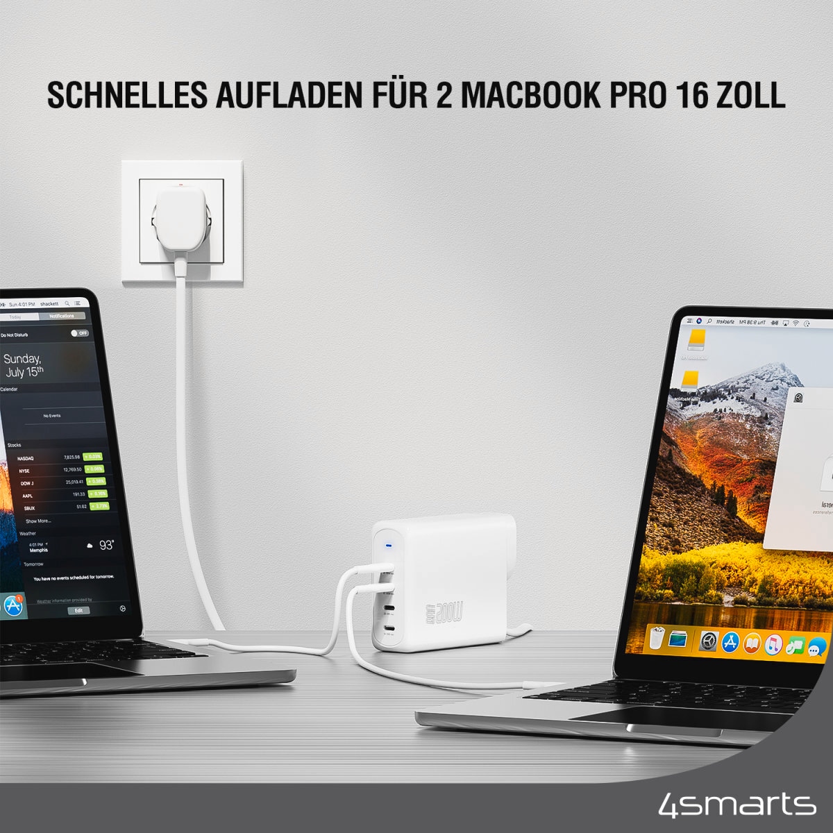 4smarts USB-Ladegerät »Ladegerät GaN Flex Pro 200W 4 USB-C, Travel Edition«