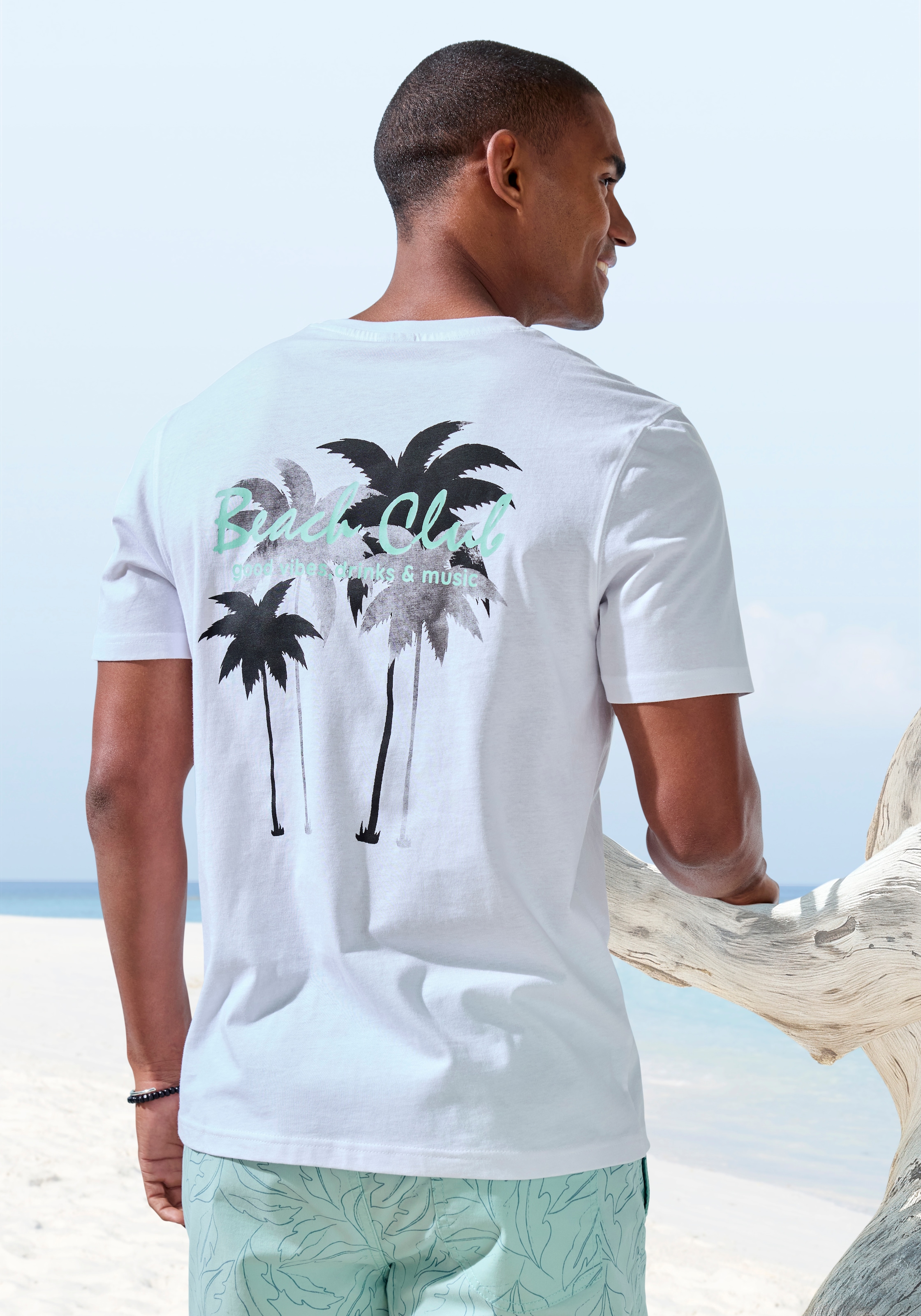 Beachtime T-Shirt »mit großem Rückenprint« Regular-Fit, mit Print vorn und hinten