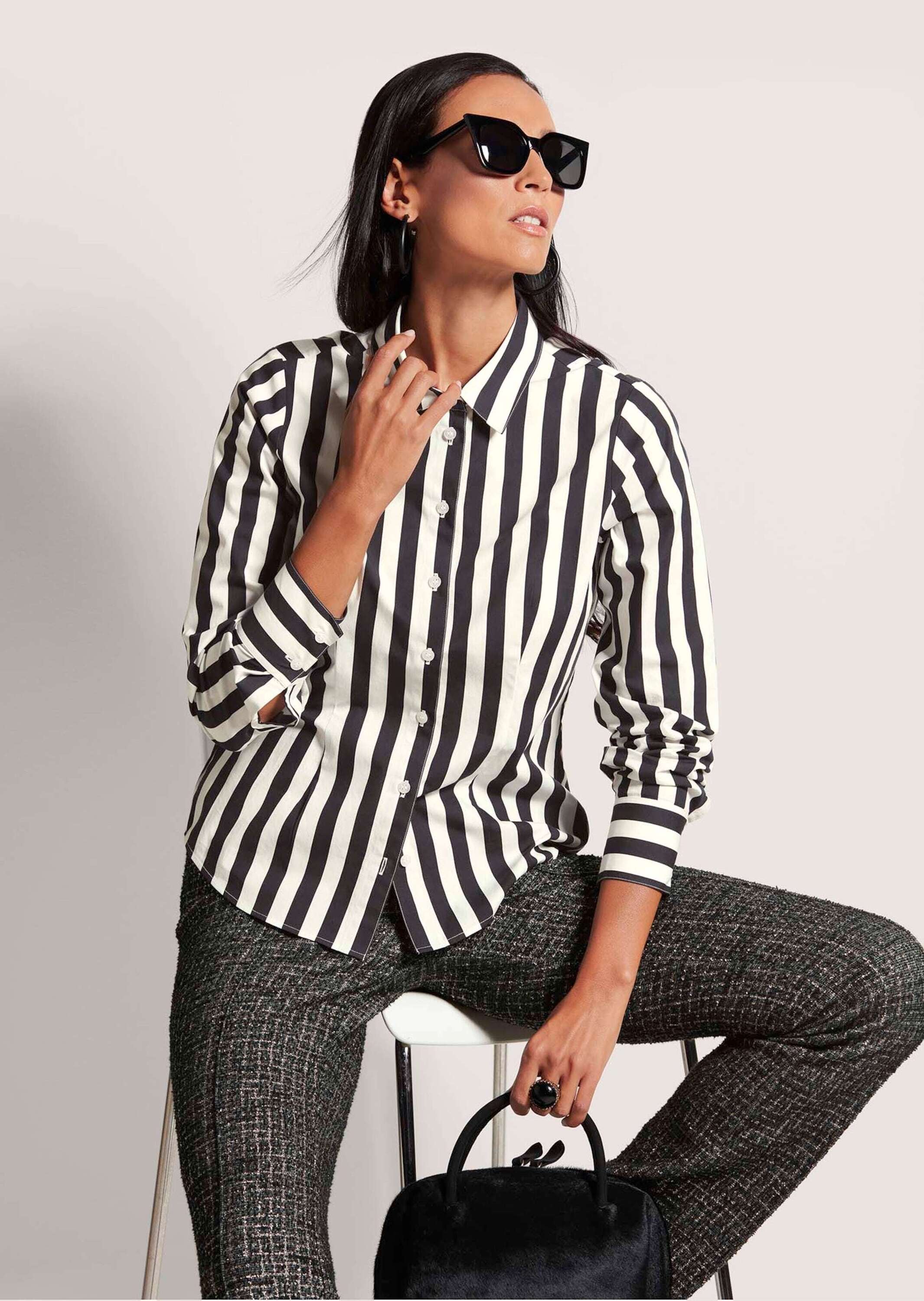 MADELEINE Langarmbluse »Bluse Gestreifte kontraststarke Hemdbluse«