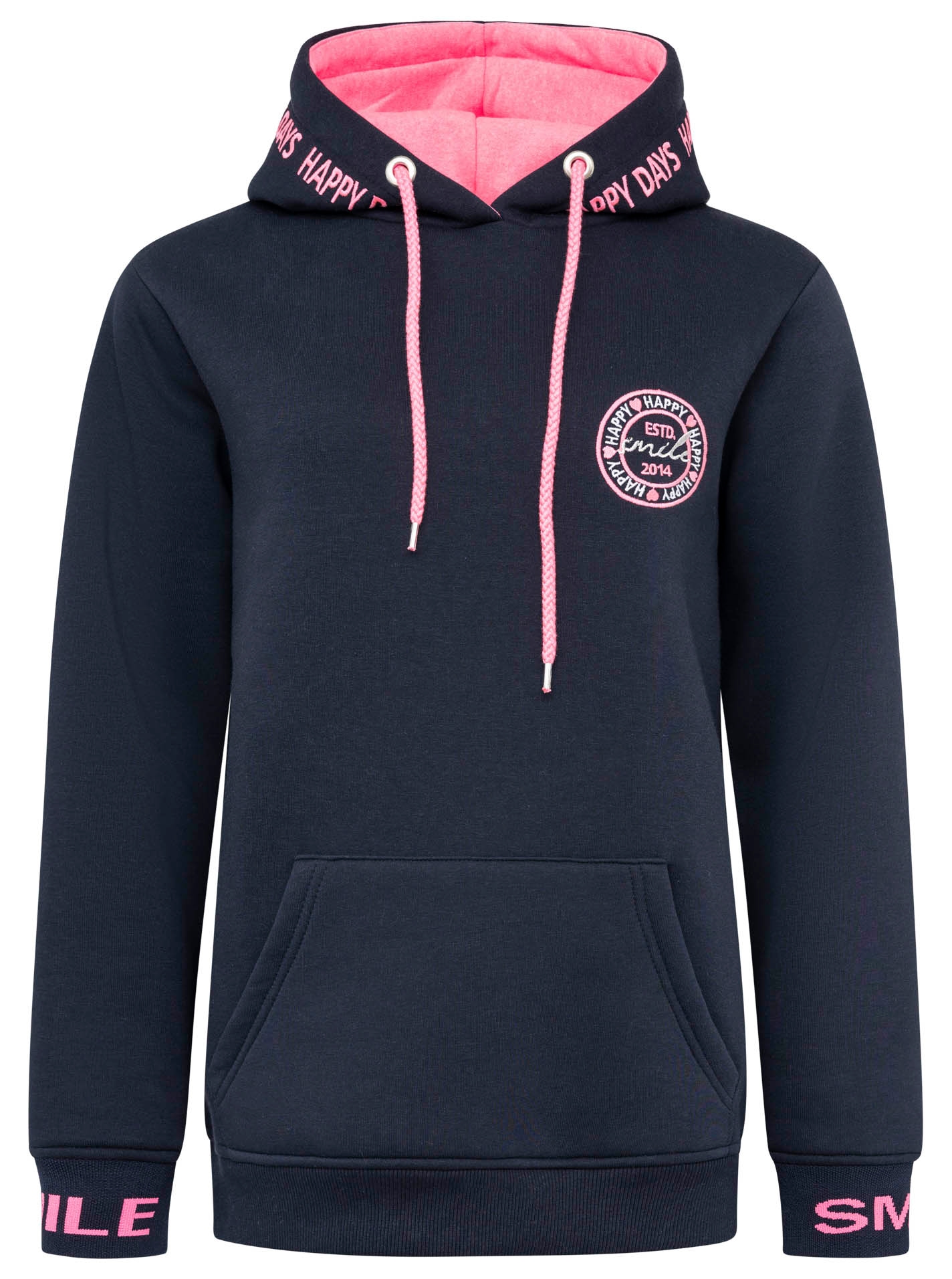 Zwillingsherz Hoodie »"Happy Days"«, mit gestickten pinken Details