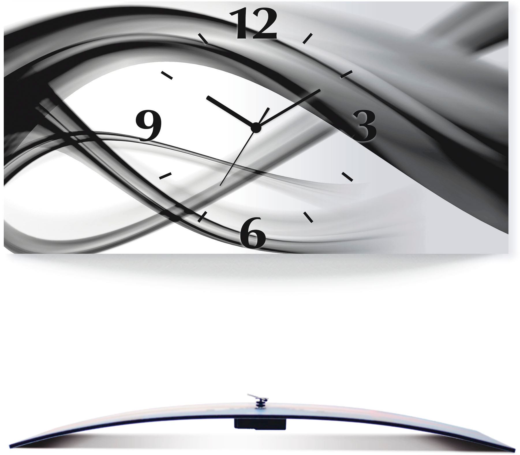 Artland Wanduhr »Abstrakte Kompositiom«, 3D Optik gebogen, silber-metallic