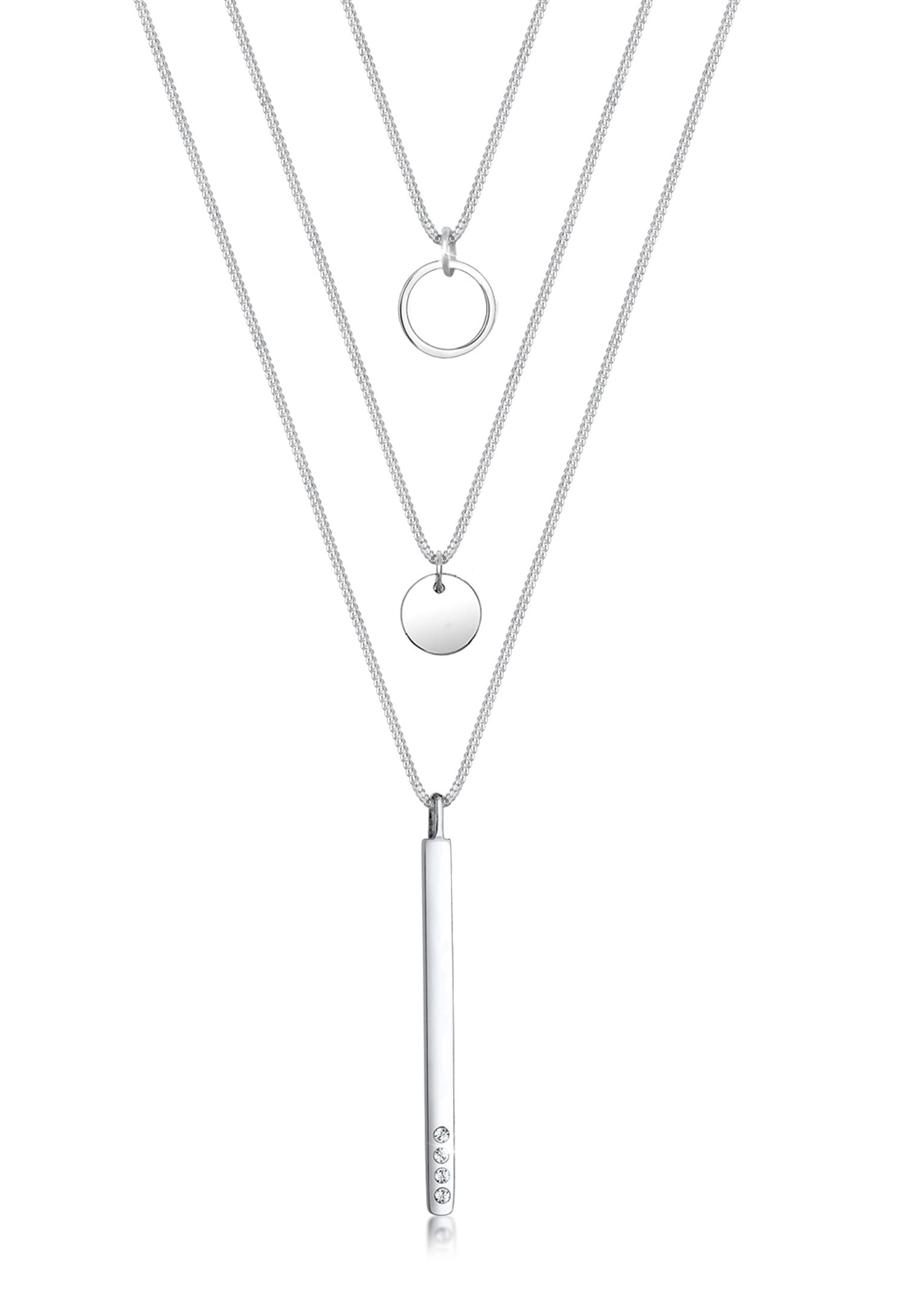Elli Silberkette »Halskette Geo Kreis Layer 925 Silber, mit Kristallen von Swarovski®«