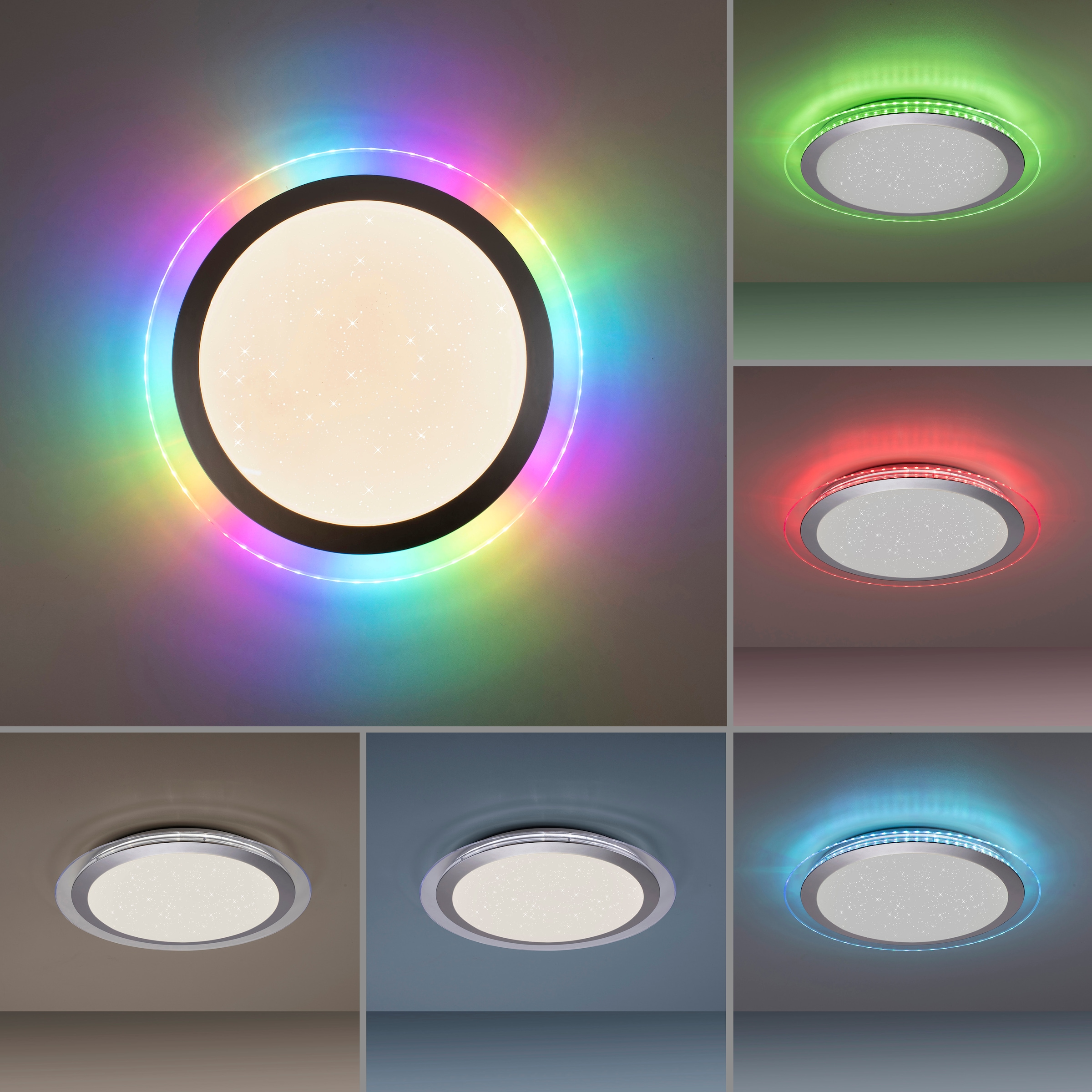 Leuchten Direkt Deckenleuchte RGB-Rainbow, - inkl. OTTO Infrarot über dimmbar, flammig-flammig, »CYBA«, bei Fernbedienung, CCT 2 LED