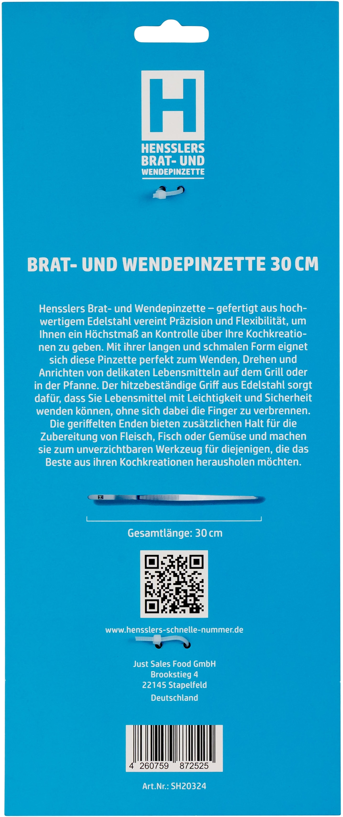 HENSSLERS Kochpinzette »HENSSLERS Brat- und Wendepinzette« Edelstahl