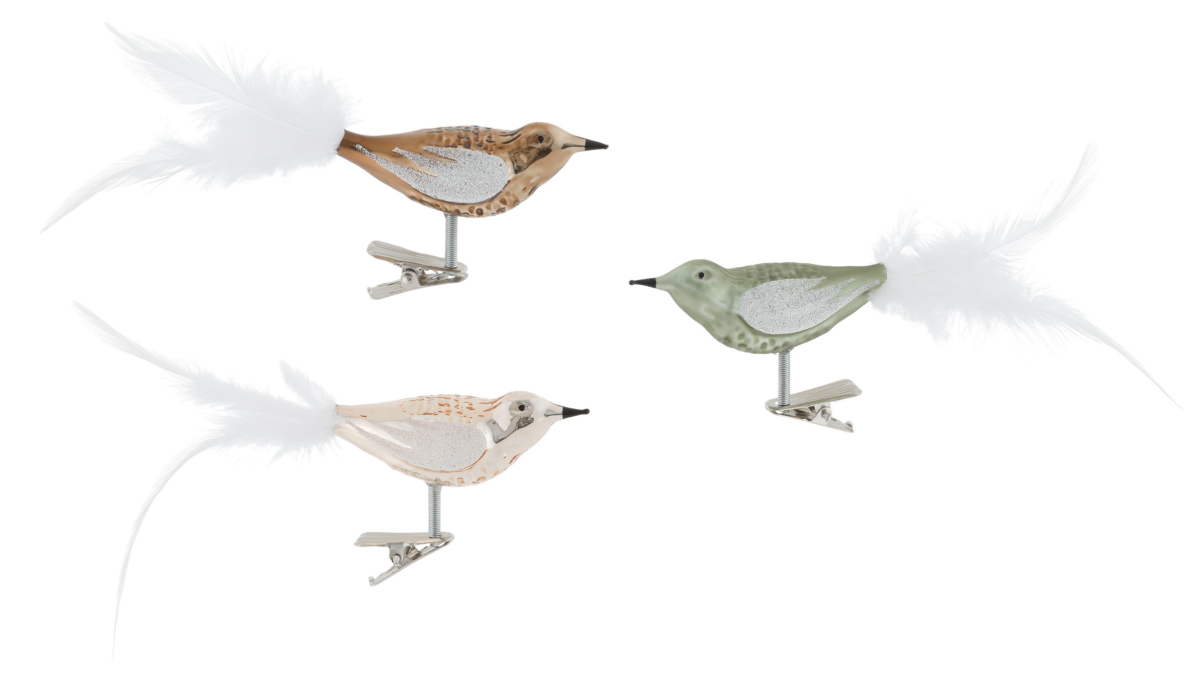 Thüringer Glasdesign Weihnachtsbaumklammer »Nature«, (Set, 3 tlg.), Vogelsortiment
