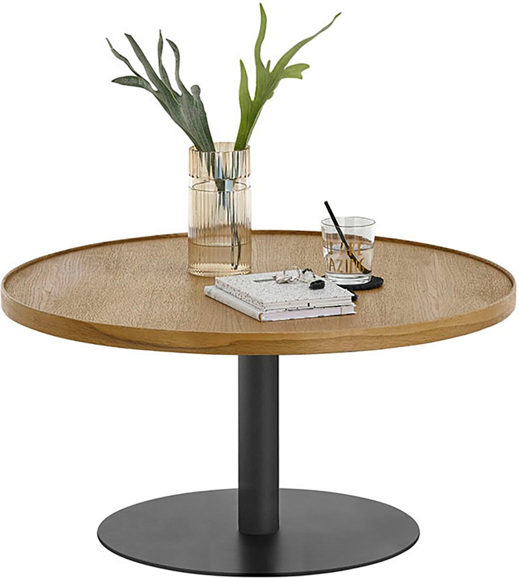 MCA furniture Couchtisch »MONTEVERDE«, Eiche furniert, Säule Ø 60 mm, Bodenplatte Ø 370 mm, belastbar 20 kg