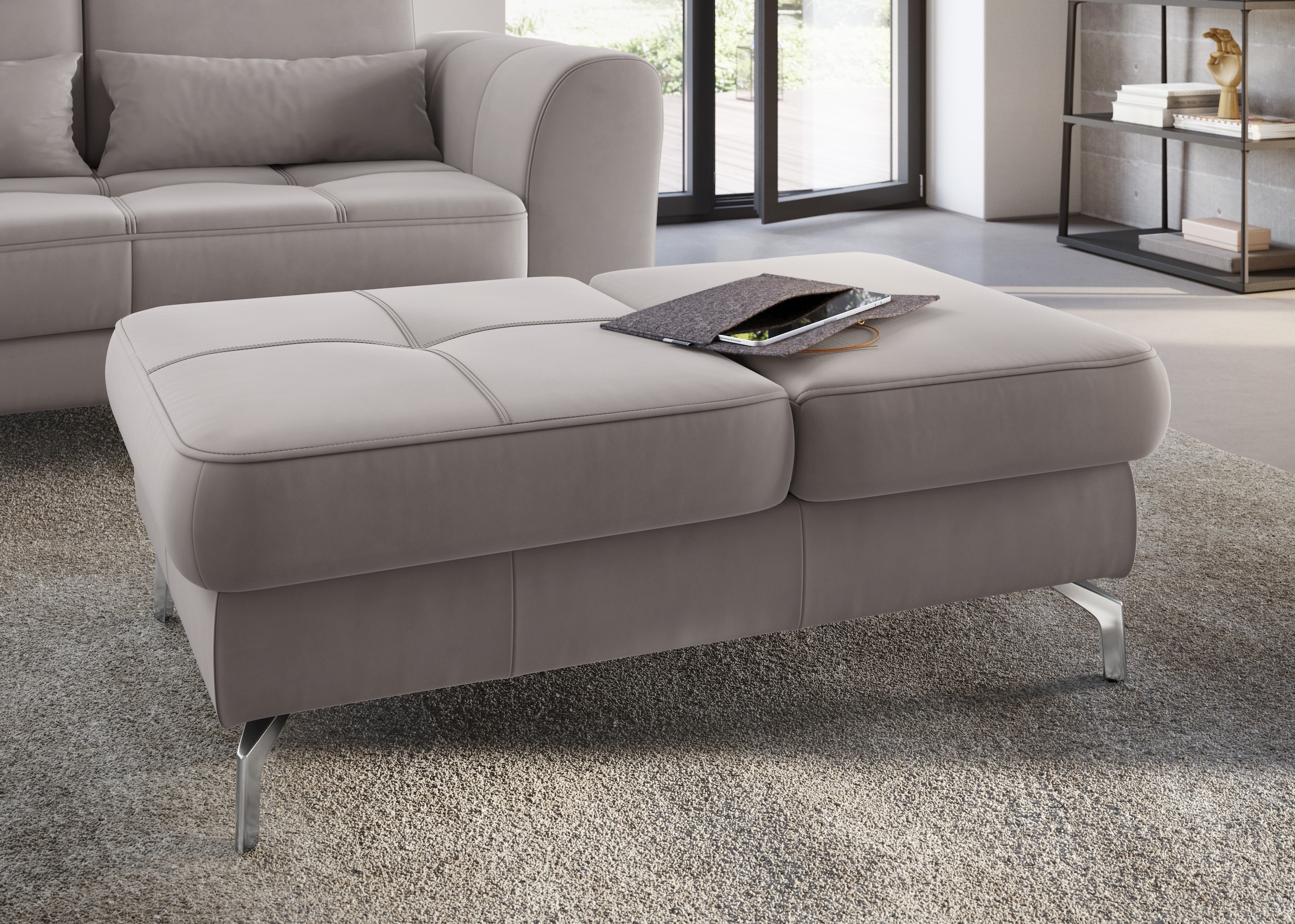 sit&more Hocker »Bendigo« mit Klappfunktion, Bodenfreiheit 12 cm, wahlweise in 2 Fußfarben