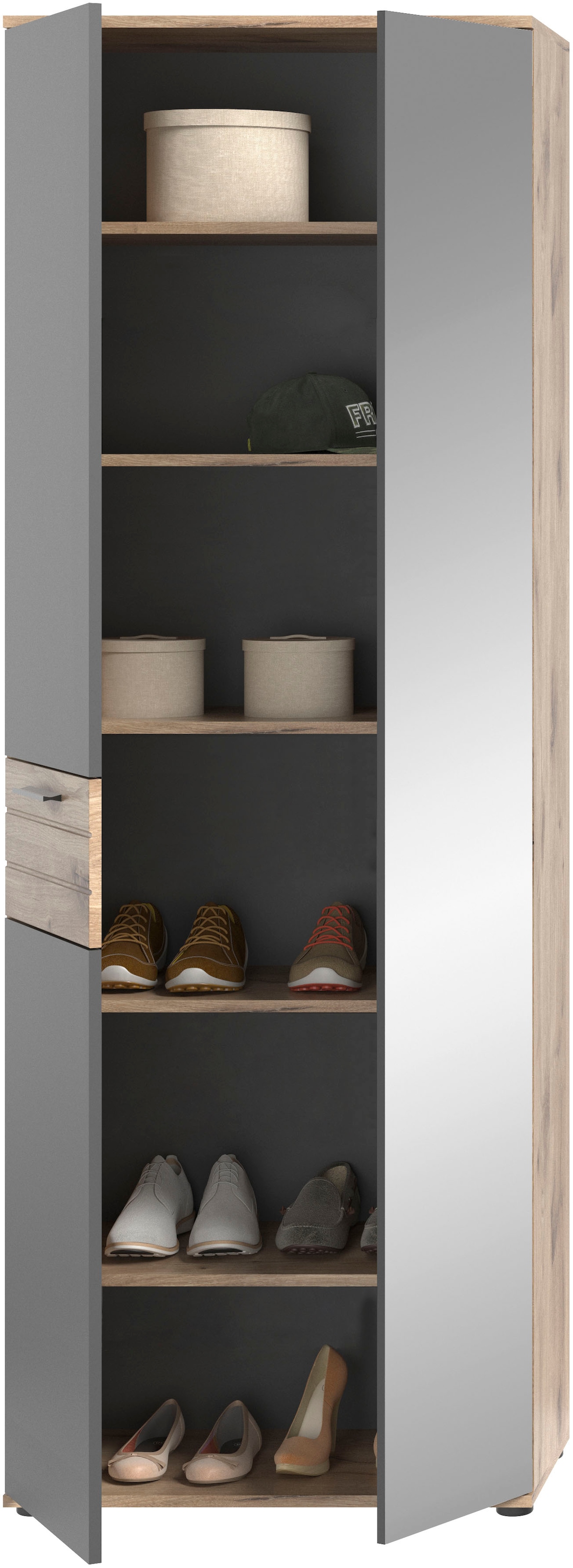 INOSIGN Garderobenschrank »Riga, Höhe 200 cm, 2 Türen, 4 Einlegeböden, 1 Kleiderstange«, mit Softclose, Kleiderstange ausziehbar,universal einsetzbarer Schrank