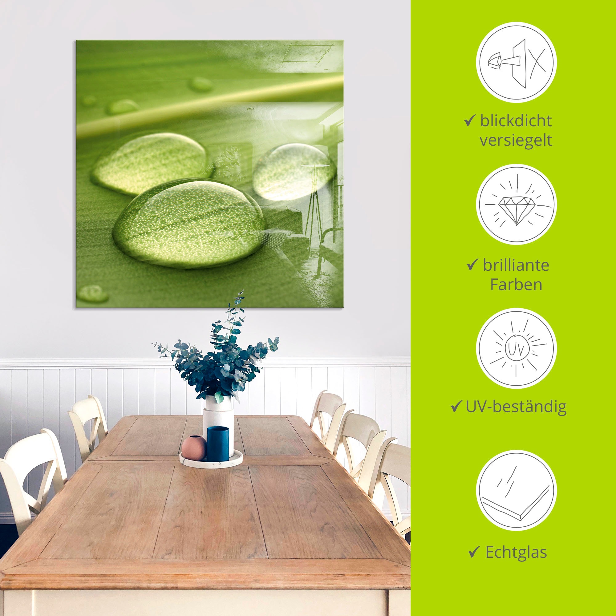 Artland Glasbild »Wassertropfen«, Zen, (1 St.), in verschiedenen Größen