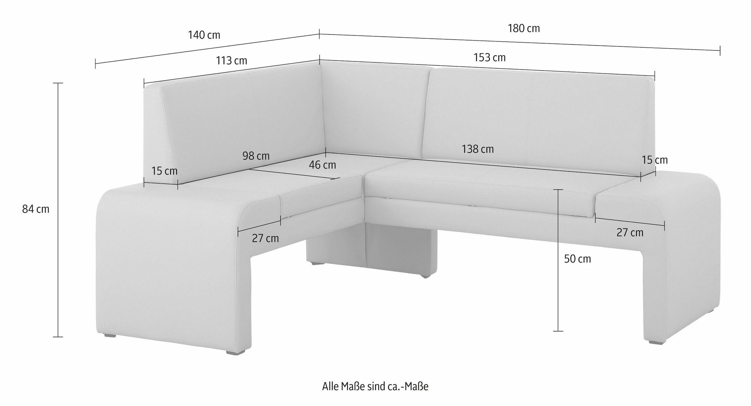 Home affaire Eckbank »Bologna« in 2 Größen (langer Schenkel 180 oder 200 cm), verschiedene Qualitäten