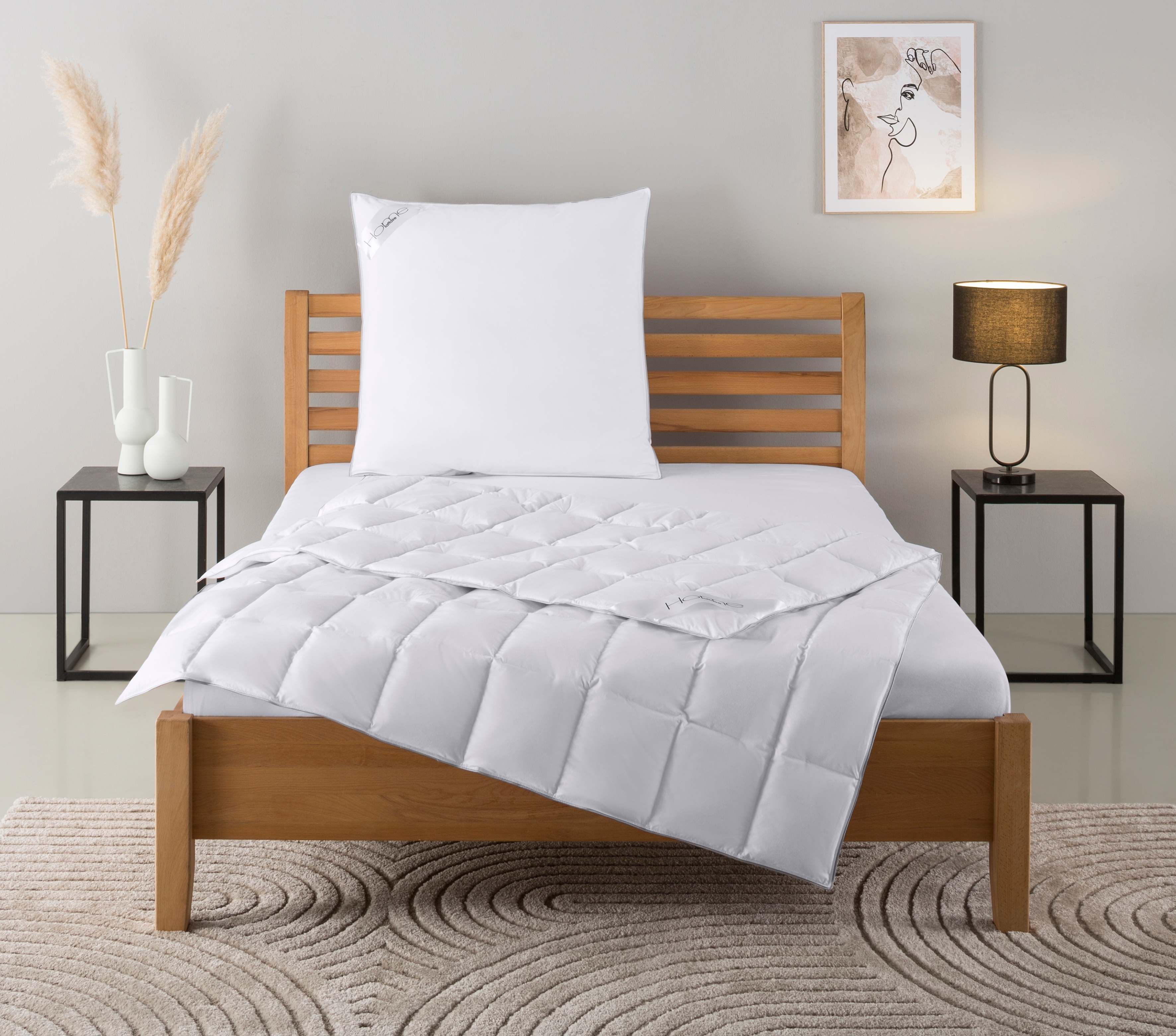 Home Affaire Daunenbettdecke + Kopfkissen »TAMINS in weiß, Größe B/L: 80 cm x 80 cm Anzahl Teile 1