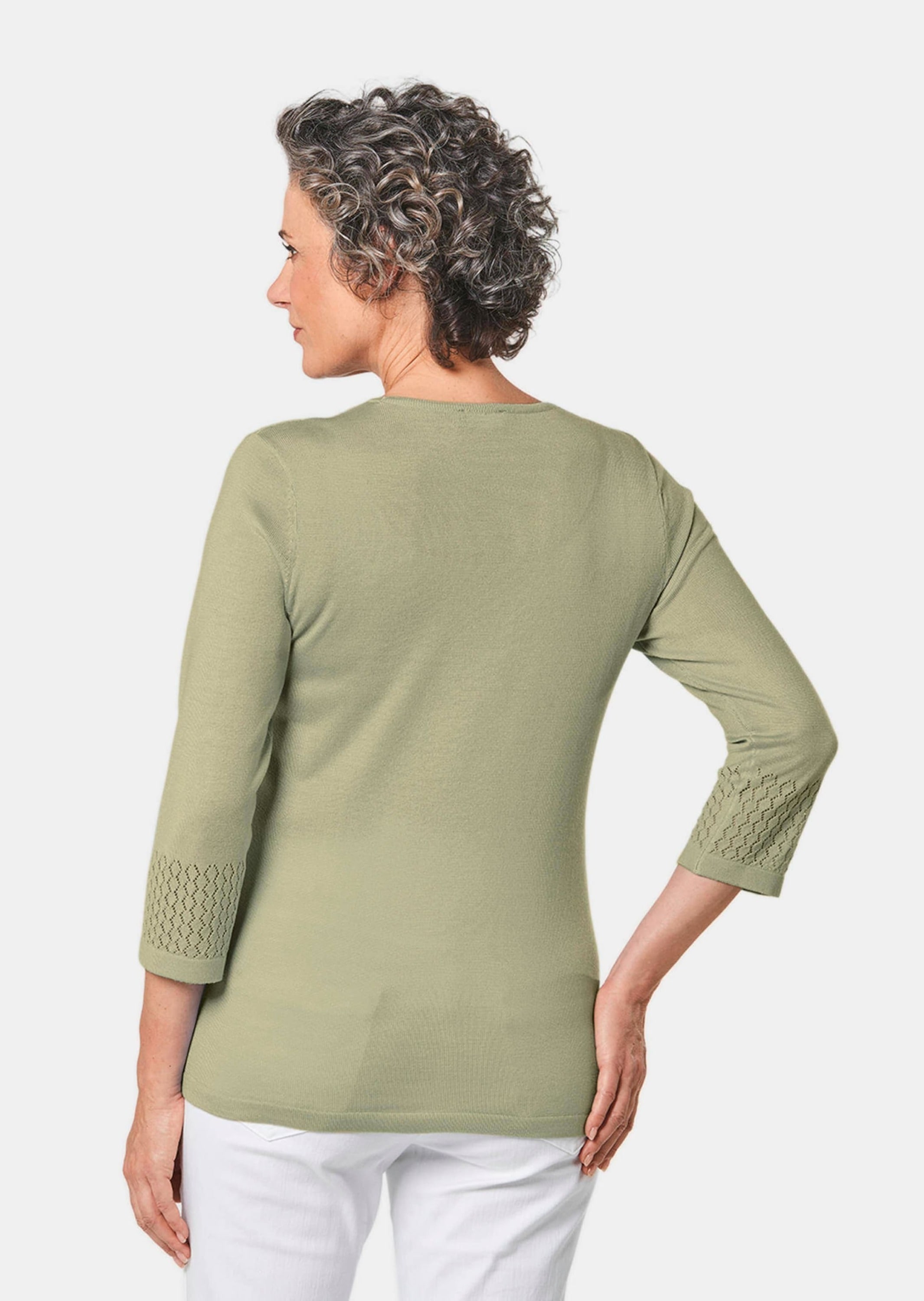 GOLDNER Rundhalspullover »Pullover mit schönem Ajourmuster«