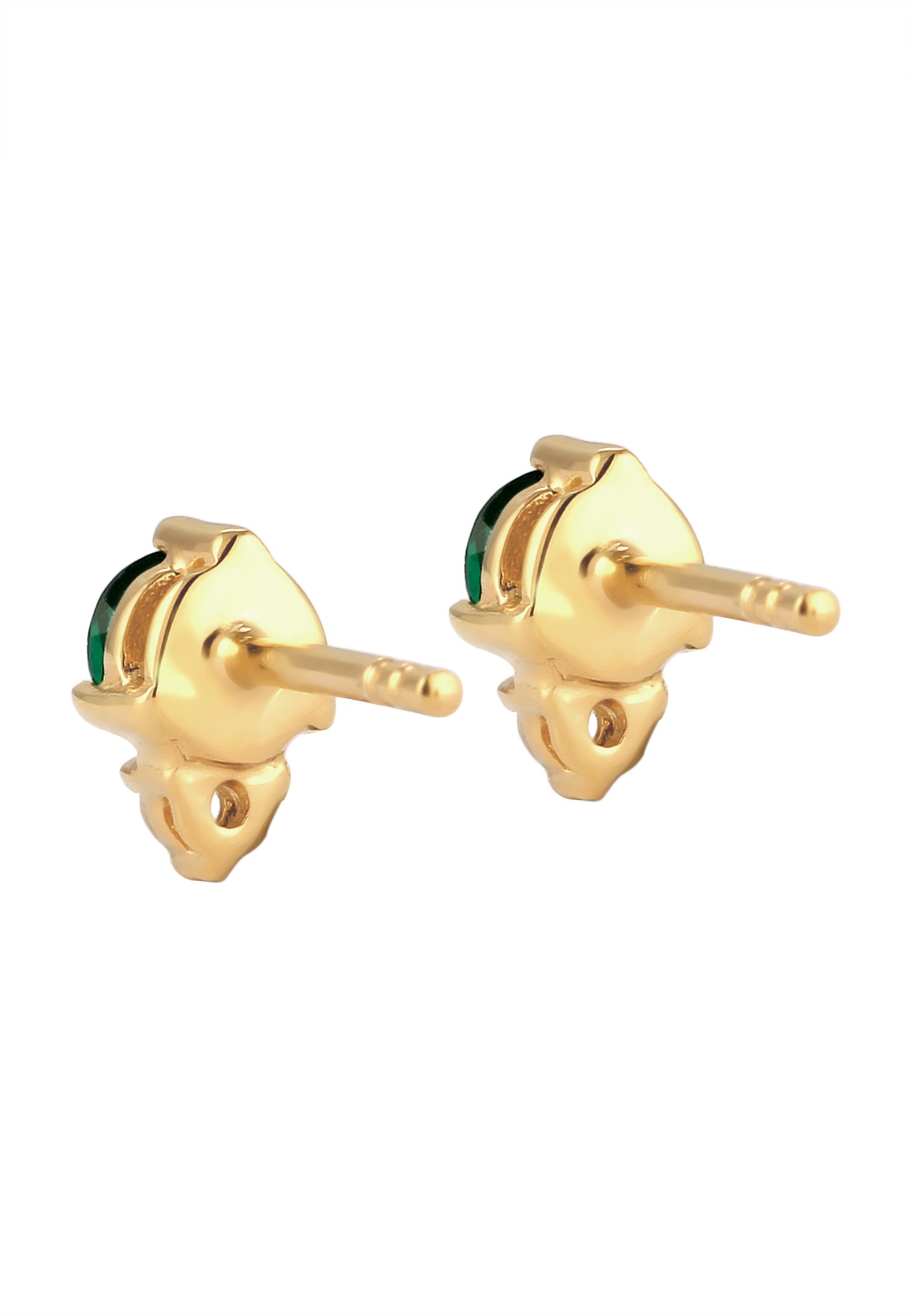 Elli Premium Paar Ohrstecker »Ohrringe Ohrstecker Kreis Zirkonia Synthetischer Smaragd Grün 925 Sterling Silber vergoldet«