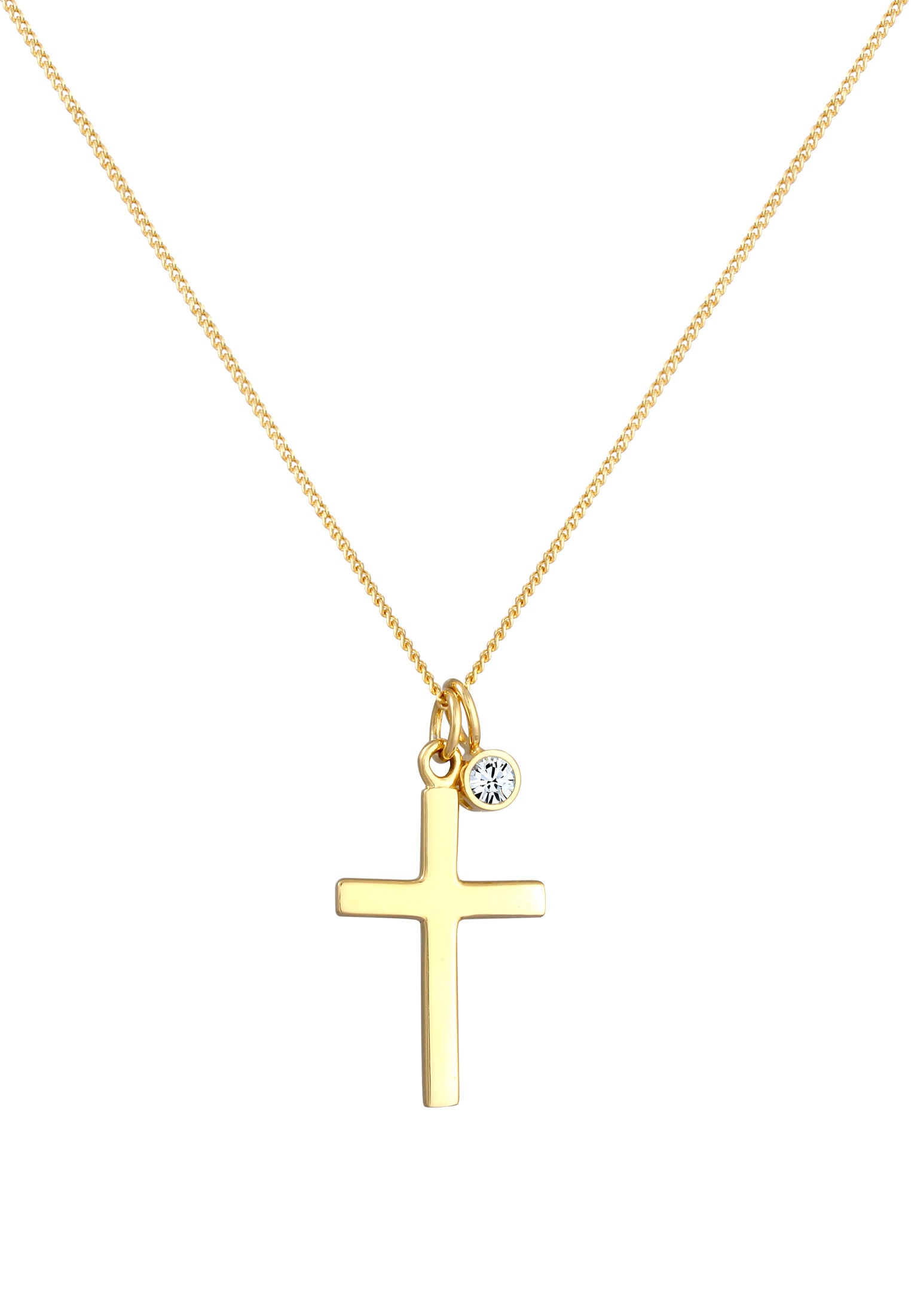 Elli Silberkette »Halskette Kreuz Religion  Kristalle 925 Silber«