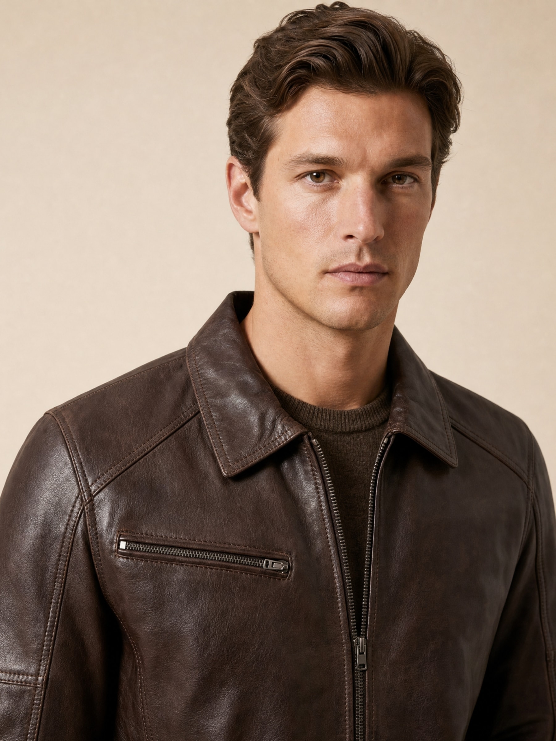 RICANO Lederjacke »Lederjacke Claude« ohne Kapuze Handgefertigt aus echtem Leder