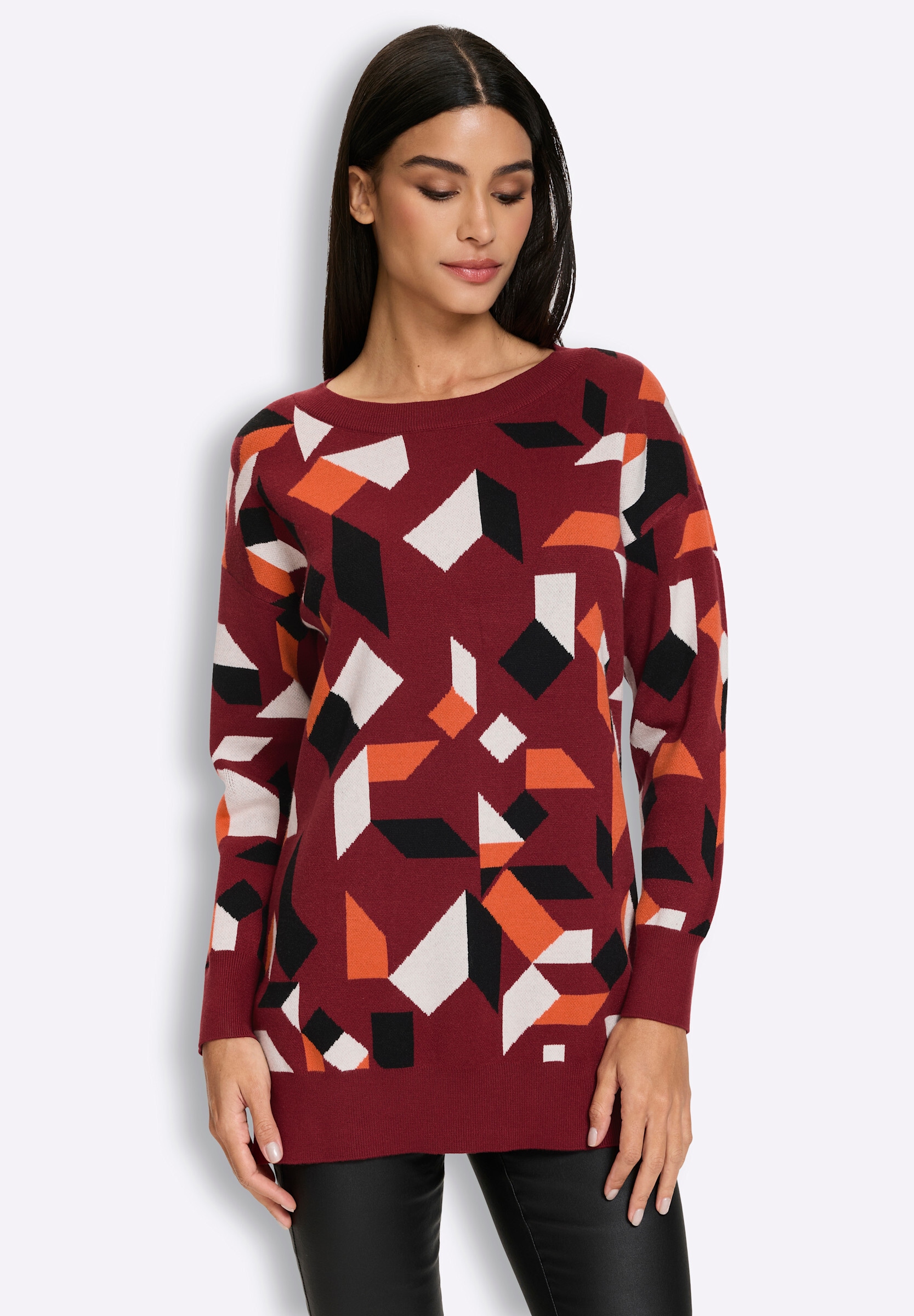 heine Strickpullover »Longpullover Longpullover mit Grafikmuster«
