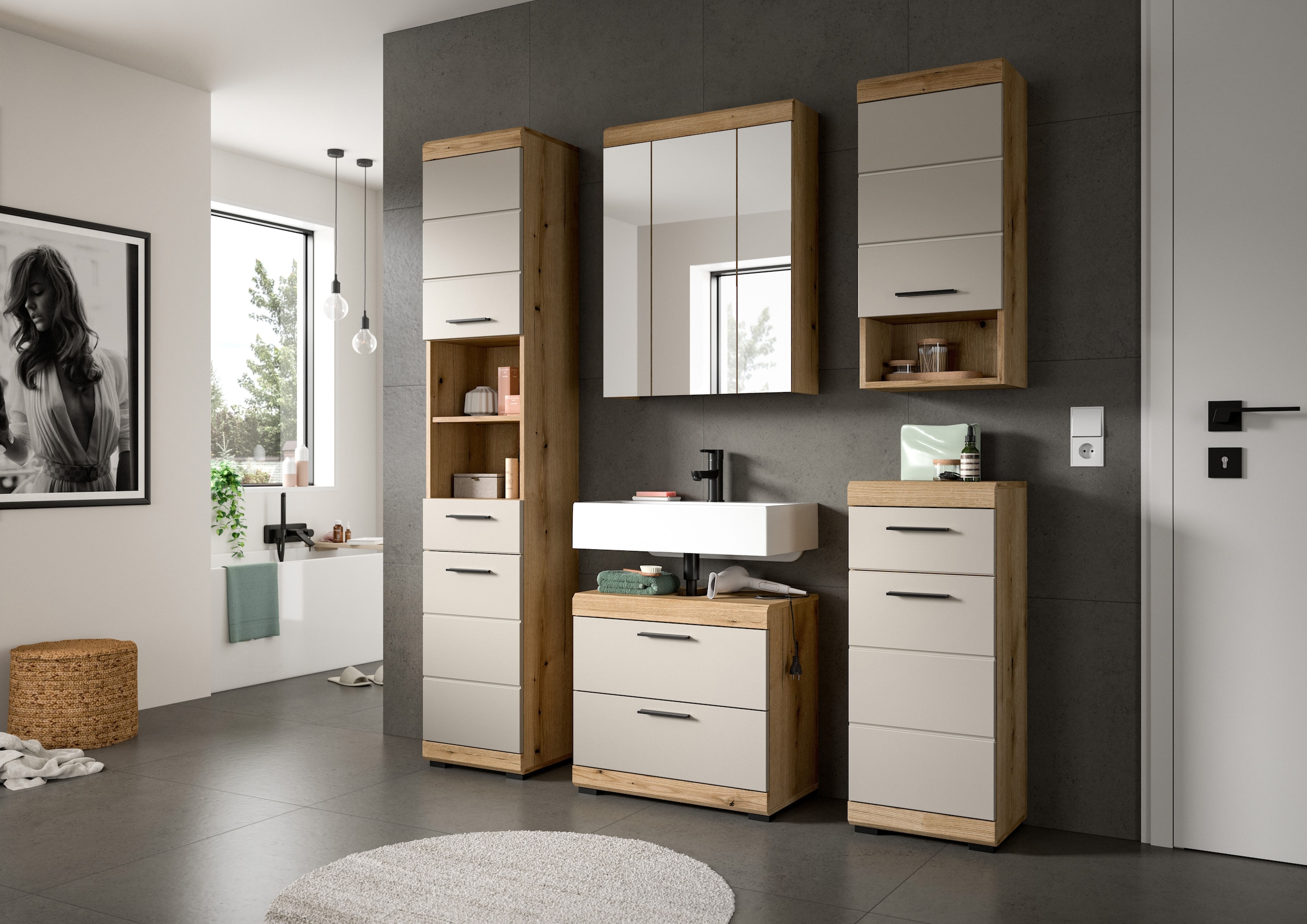 welltime Hängeschrank »SIENA, Breite 37cm, 1 Tür, 1 offenes Fächer, 1 Einlegeboden, MDF-Front« TOPSELLER!, 1 Stk. tlg. in verschiedenen Farben erhältlich, Badmöbel, Badschrank, Schrank, Bad