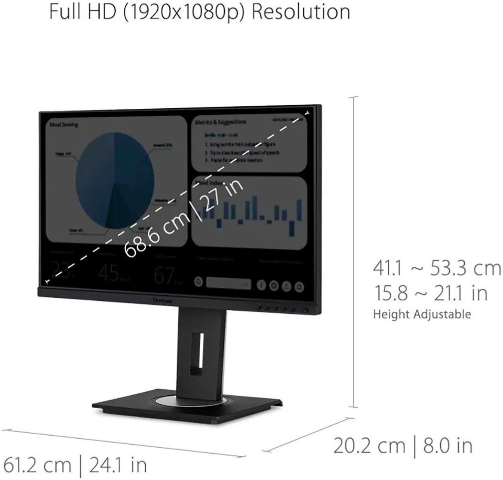 Viewsonic LED-Monitor »VG2748a«, 68 cm/27 Zoll, 1920 x 1080 px, Full HD, 5 ms Reaktionszeit, 60 Hz