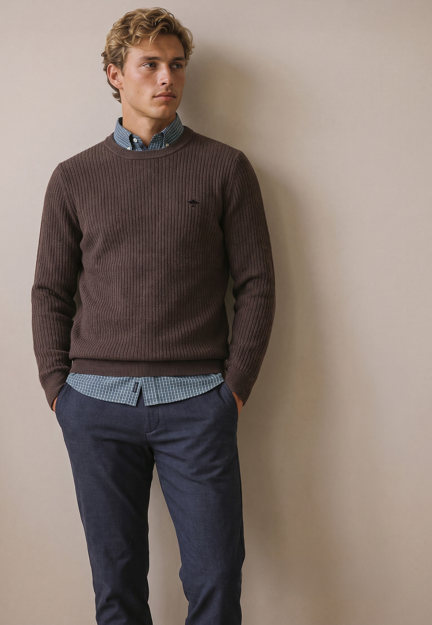FYNCH-HATTON Strickpullover mit Logo-Stickerei