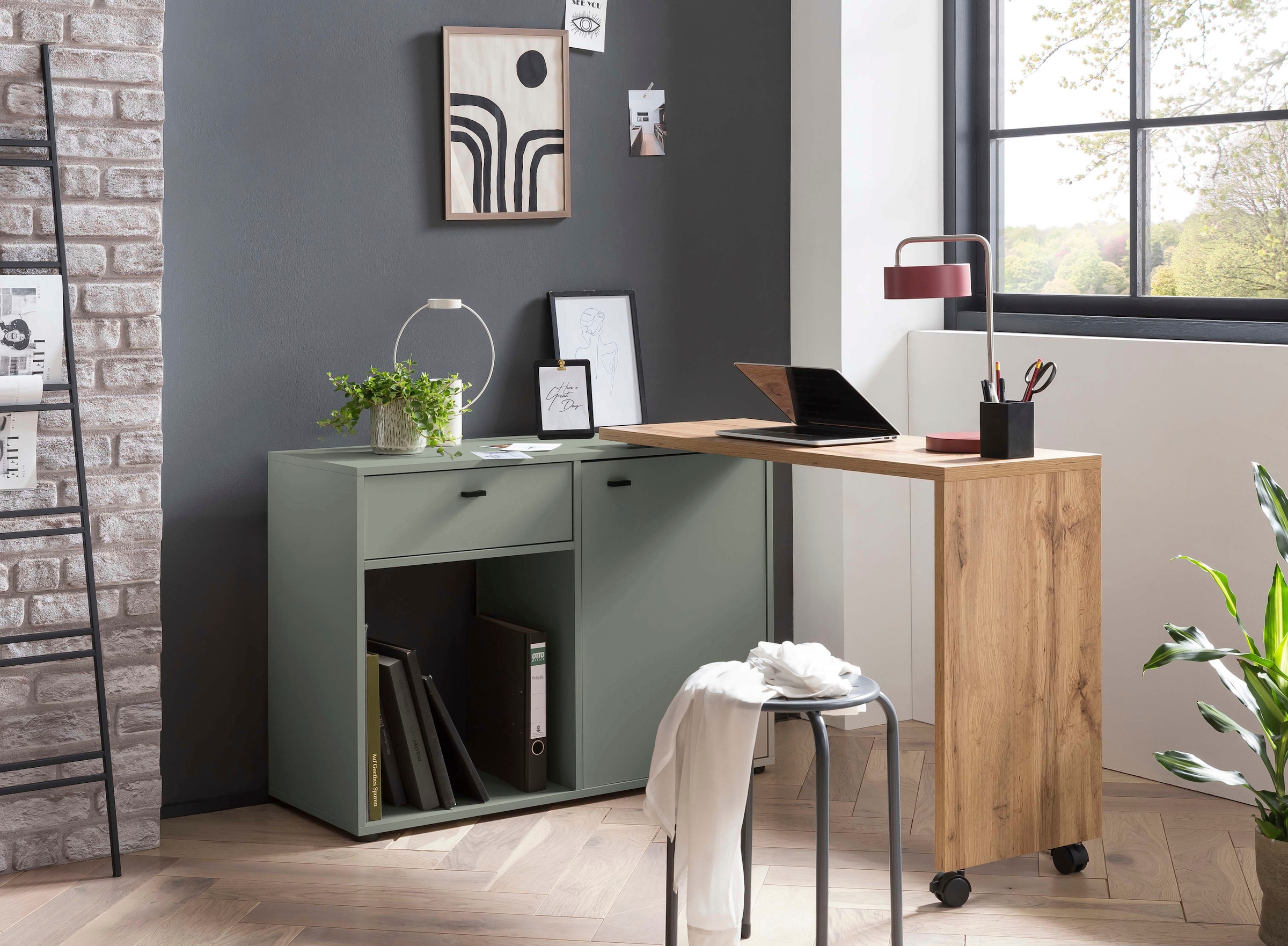 Schildmeyer Schreibtisch »Tiny Office, kaufen Home flexibler Arbeitsplatte mit Working«, Sideboard praktisch online im