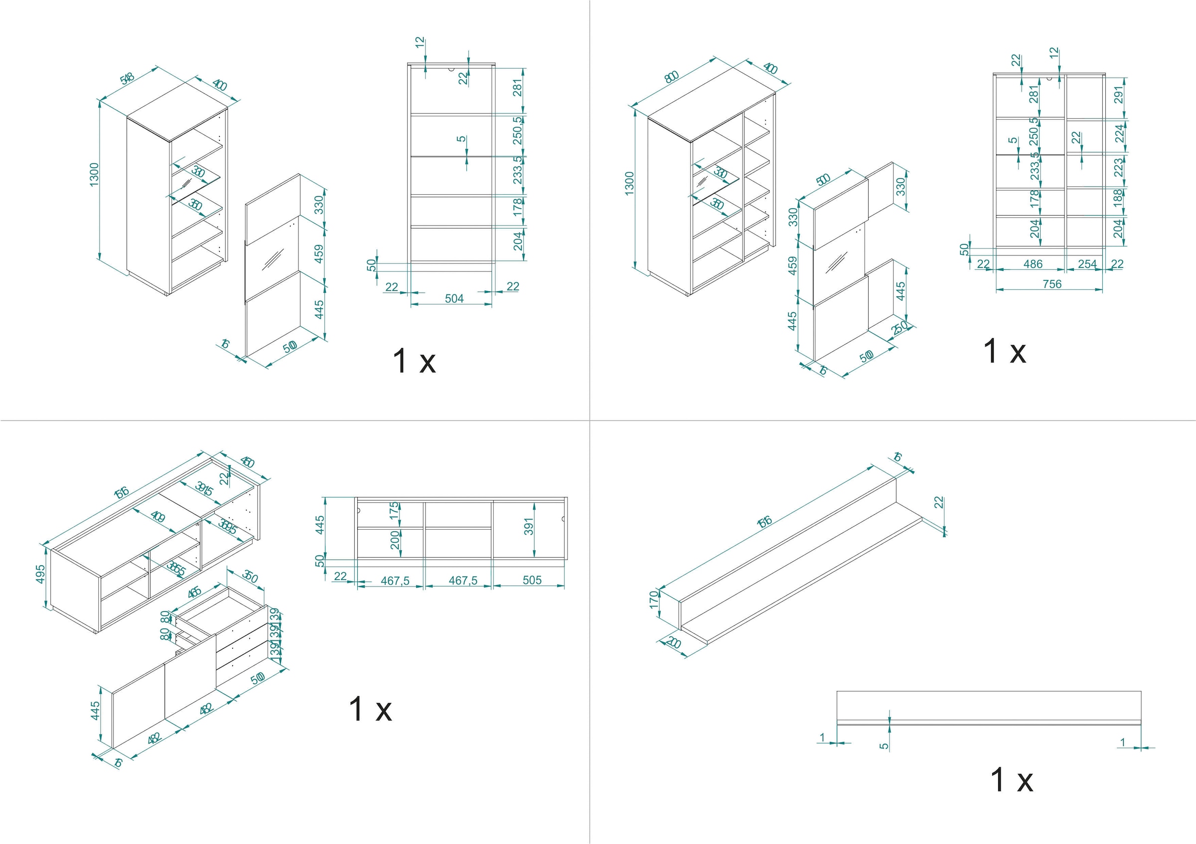 INOSIGN Schrank-Set »LARGO«, (Set, 4 St.), mit Soft-Close-Funktion
