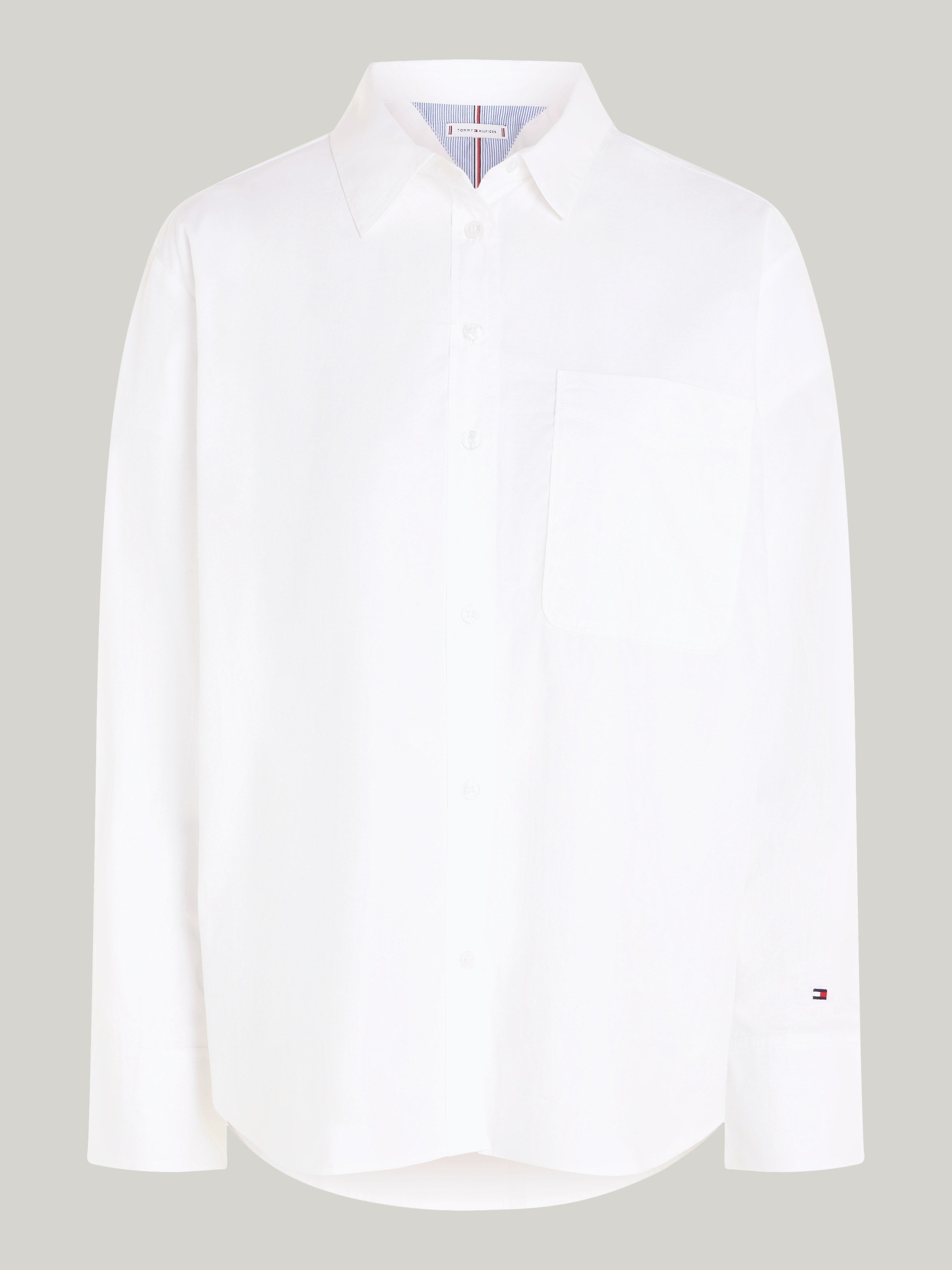 Tommy Hilfiger Hemdbluse »SOLID COTTON EASY FIT SHIRT«, mit Brusttasche