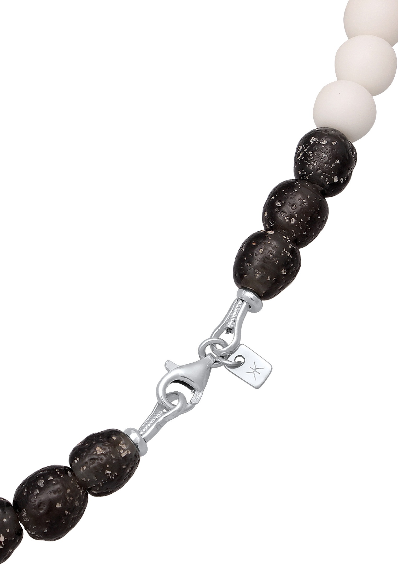 Kuzzoi Silberkette »Halskette Recycelte Glas Schwarz Weis Perlen Beads 925 Silber«