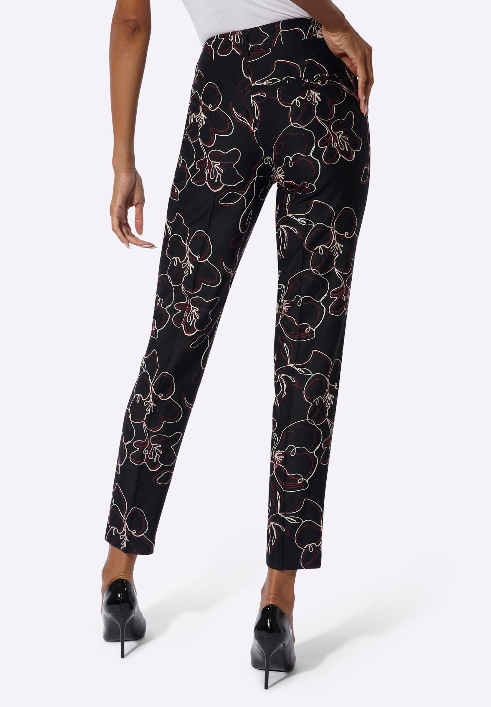 creation L Bügelfaltenhose »Lyocell-Viskose-Hose Hose mit aufwendiger Stickerei«