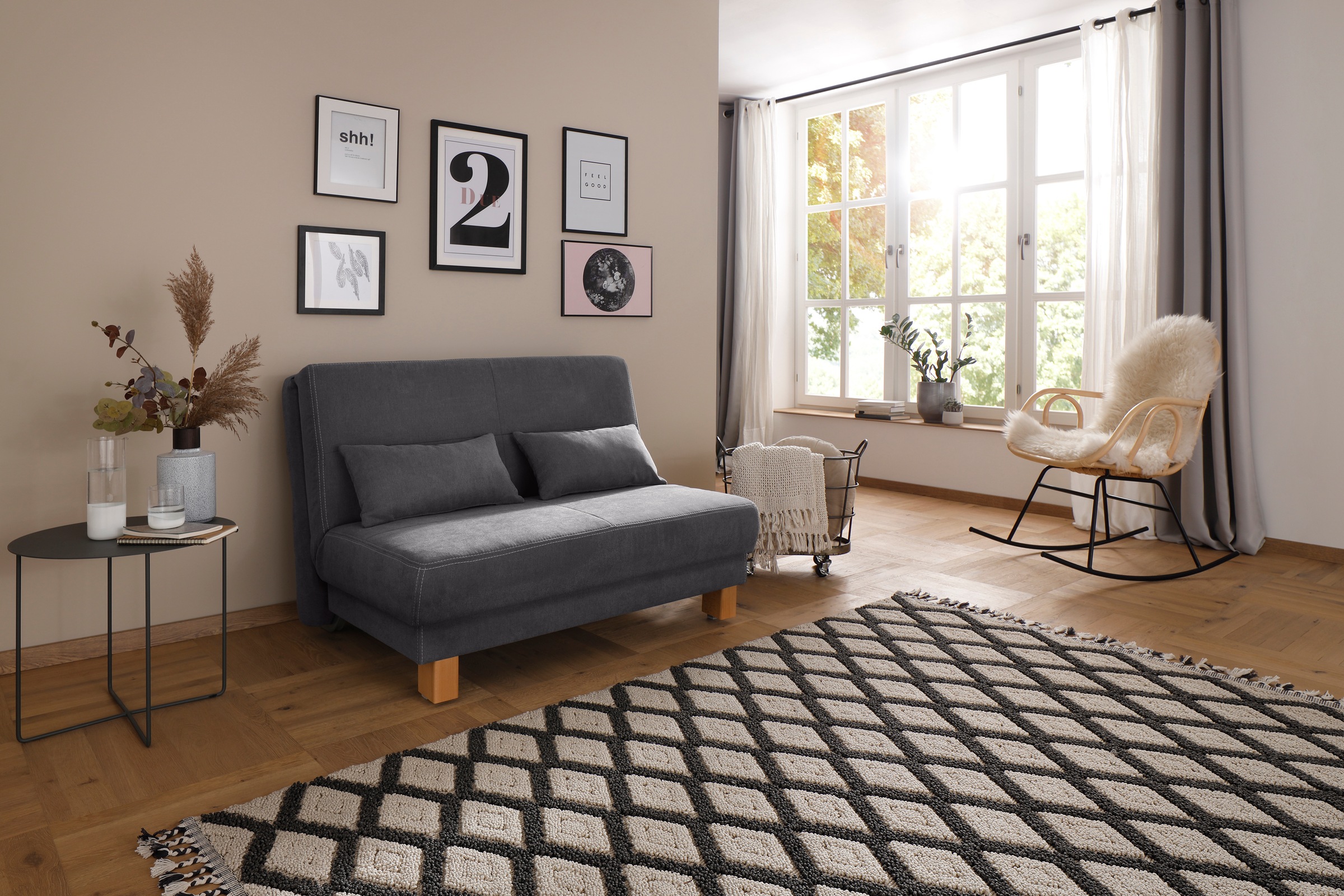 Home affaire Schlafsofa »Gina«, vom Sofa zum Bett mit einem Handgriff, in 4 Breiten, Nierenkissen