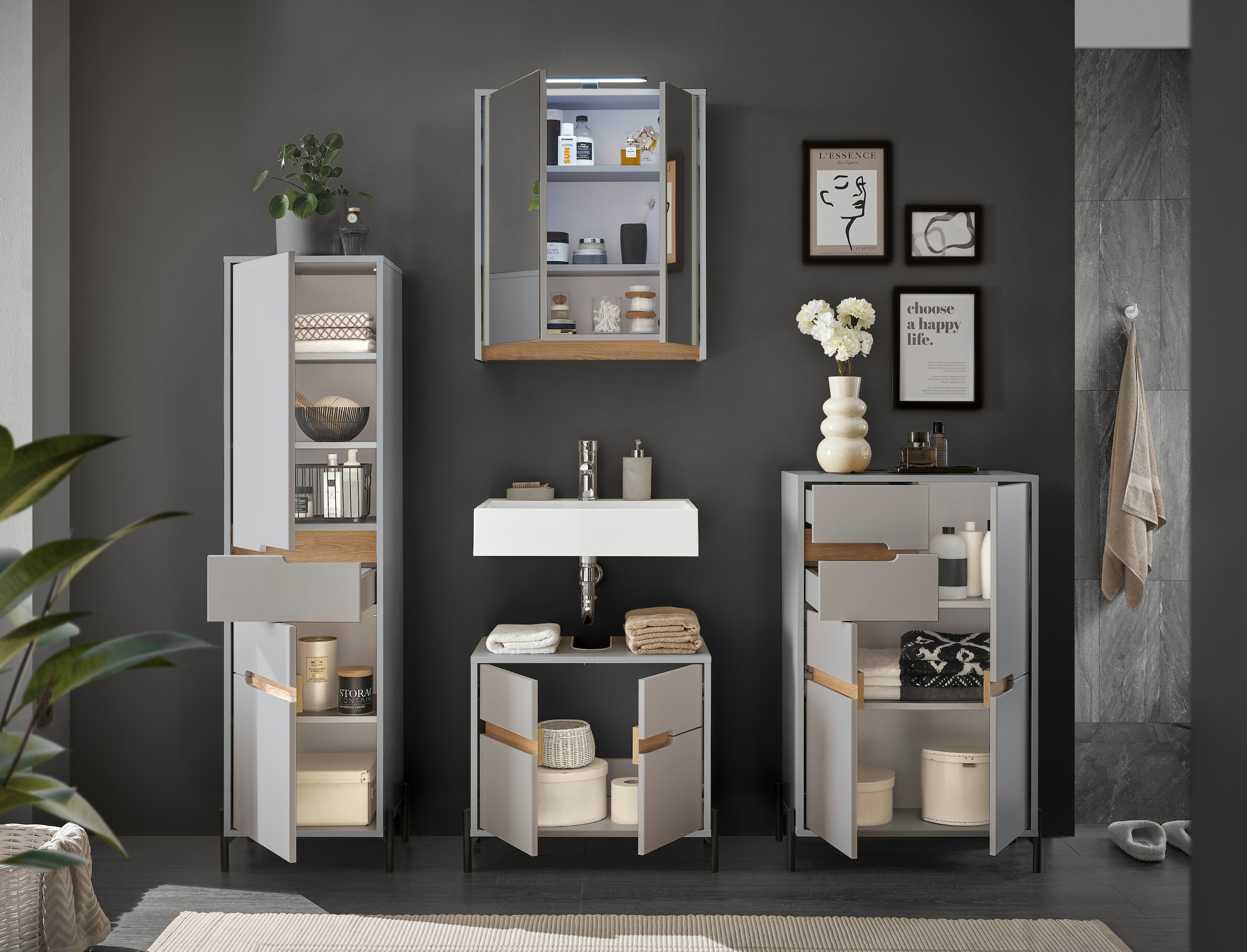 BASIC by Balculina Badezimmerspiegelschrank »Avanto B/H/T 60x70x20 cm« 1 Stk. tlg. Breite 60cm, Softclose für Türen, FSC-Mix 70%